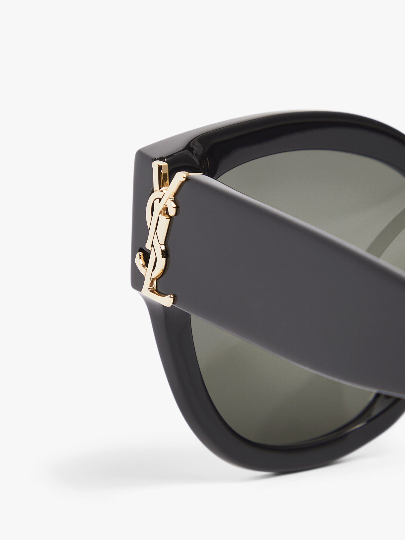 SLM95 Oversized Acetate YSL Logo Black Sunglasses