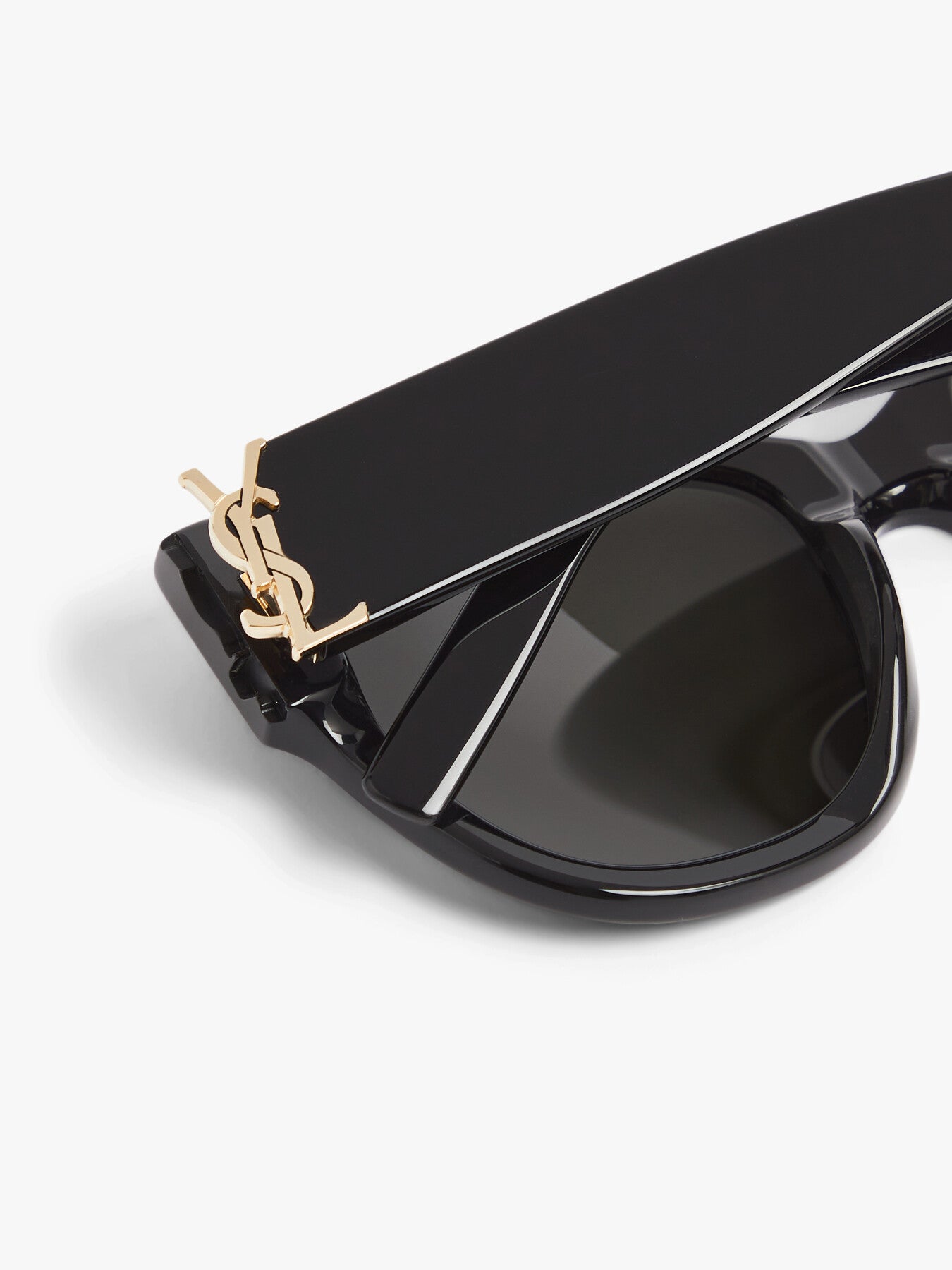SLM95 Oversized Acetate YSL Logo Black Sunglasses