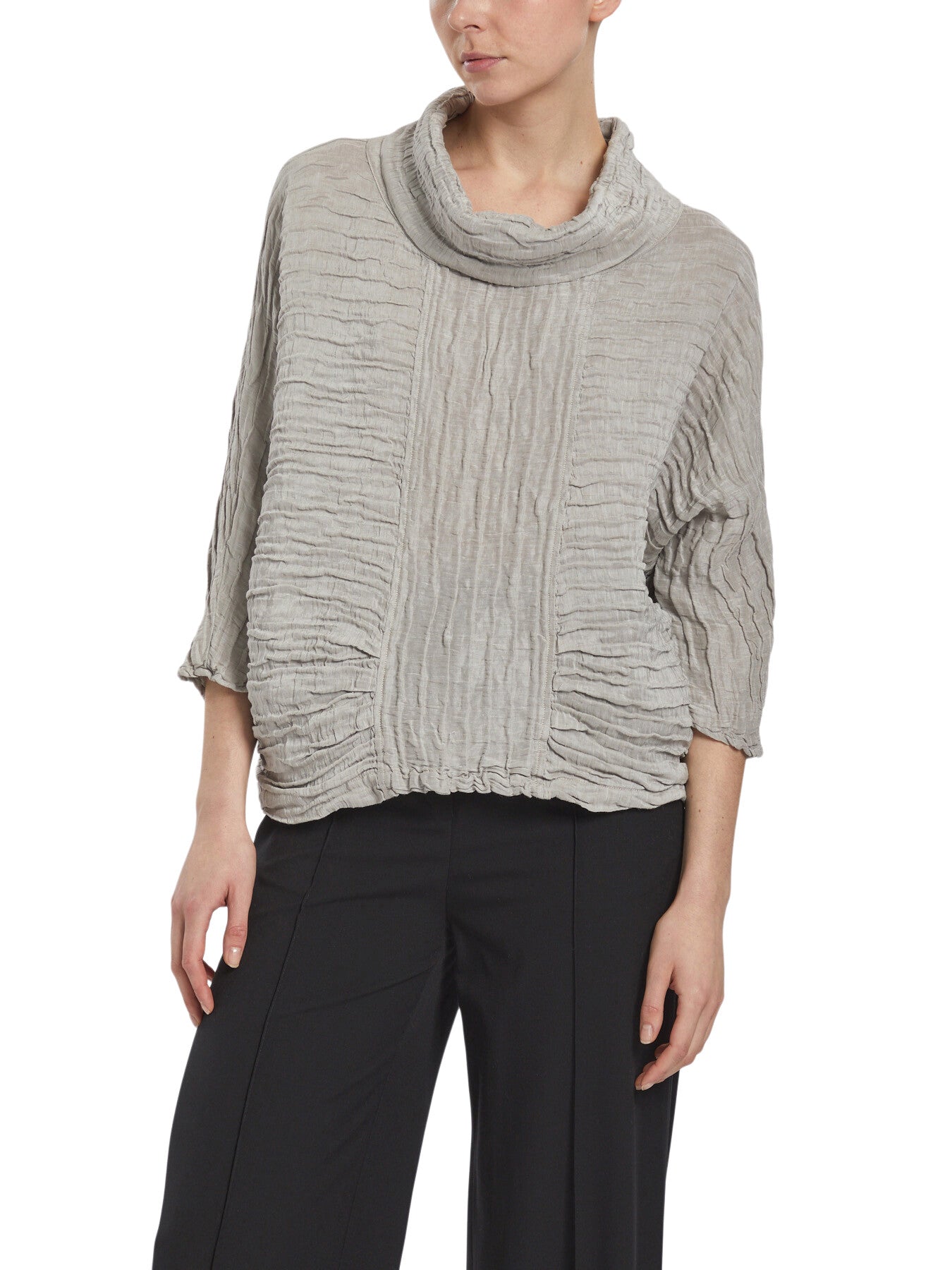 Cowl Neck Silk Crinkle Blouse