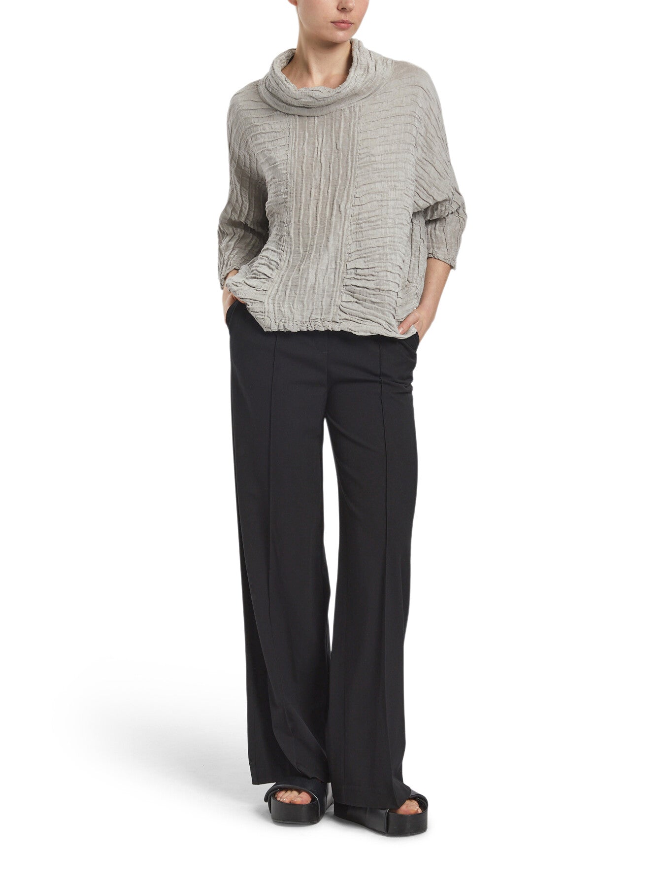 Cowl Neck Silk Crinkle Blouse