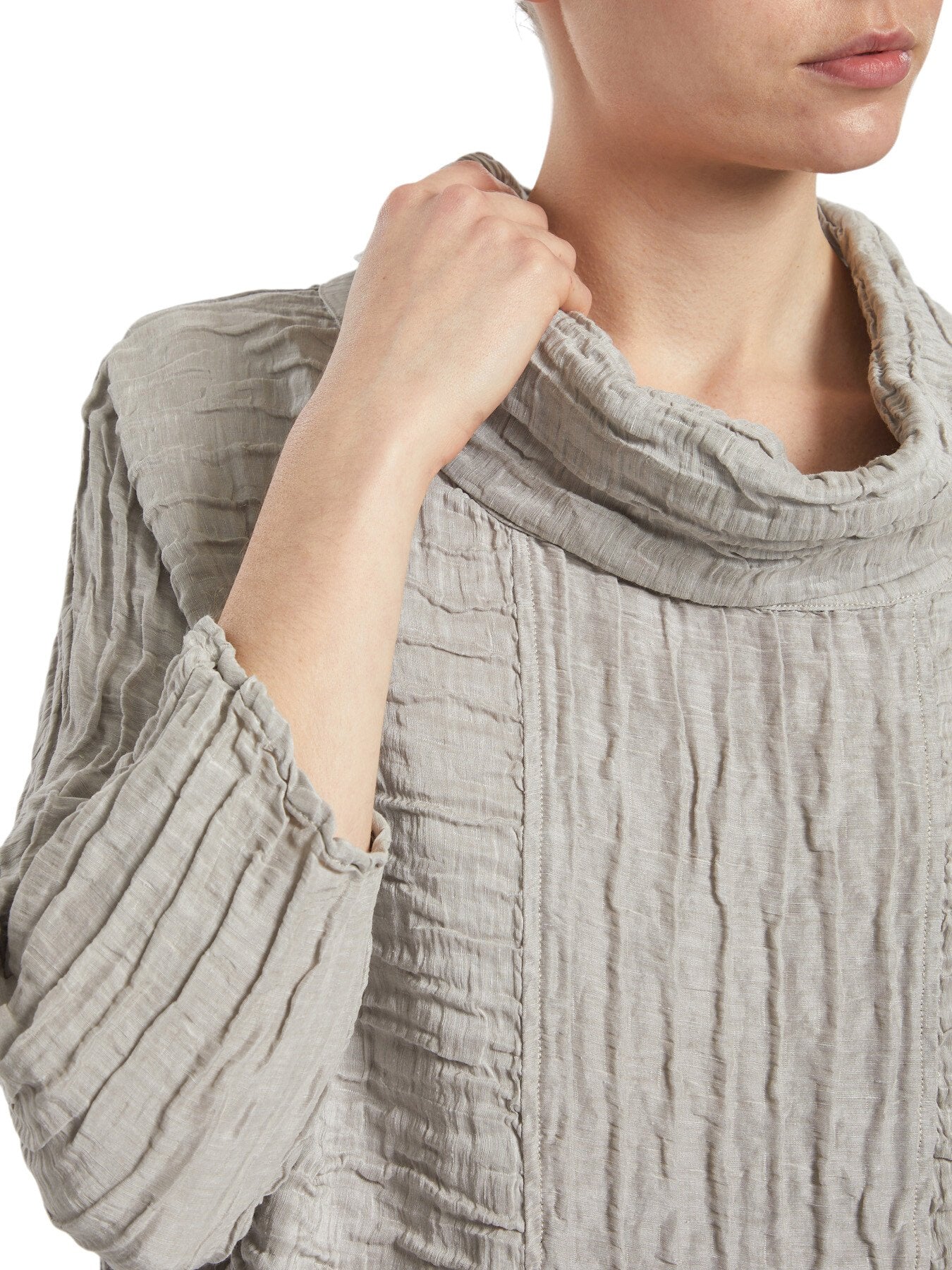 Cowl Neck Silk Crinkle Blouse