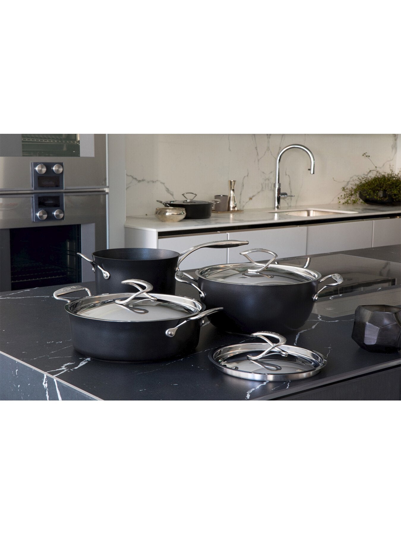 Style Hard Anodised 3 Piece Saucepan Set