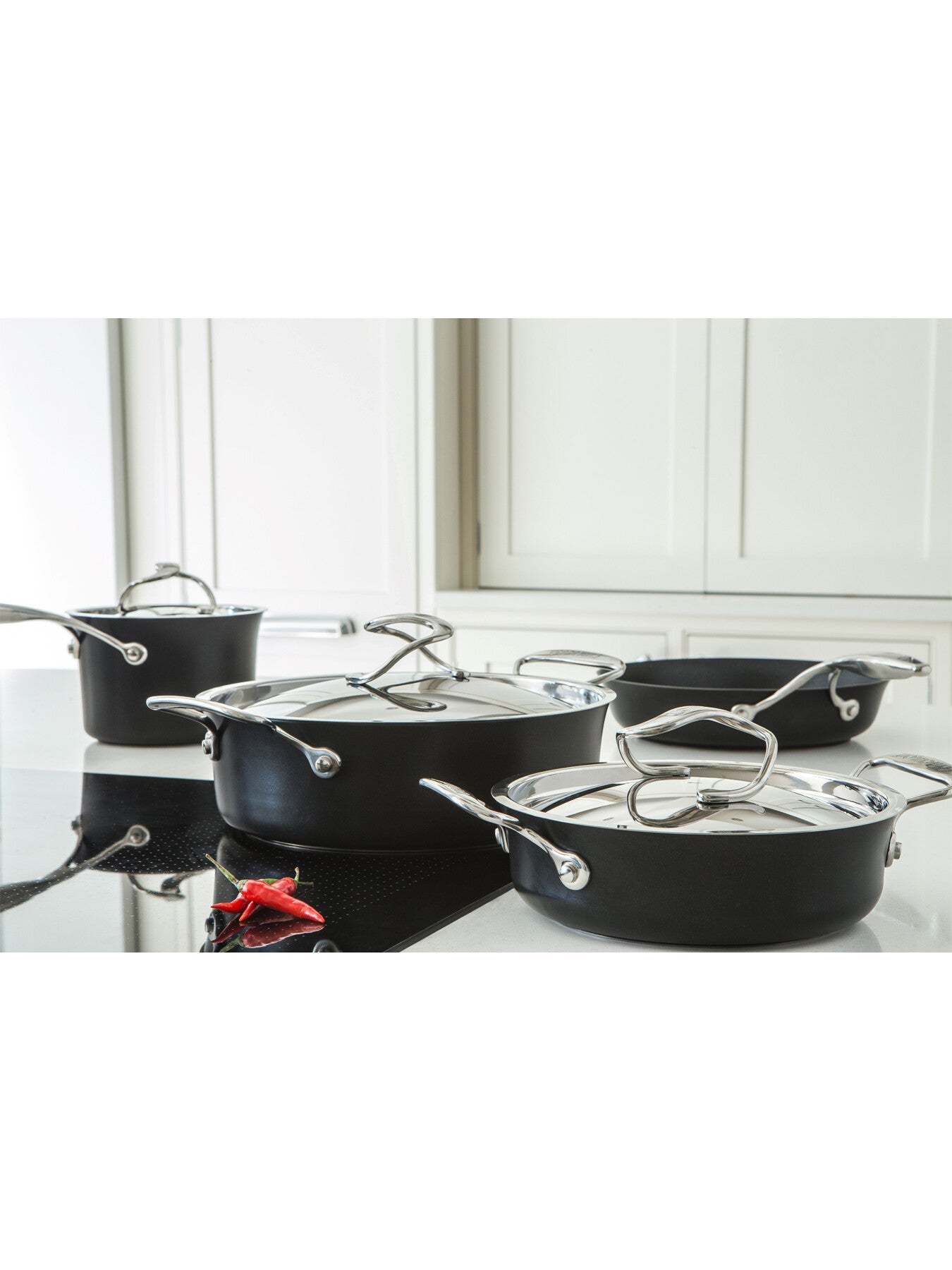 Style Hard Anodised 3 Piece Saucepan Set