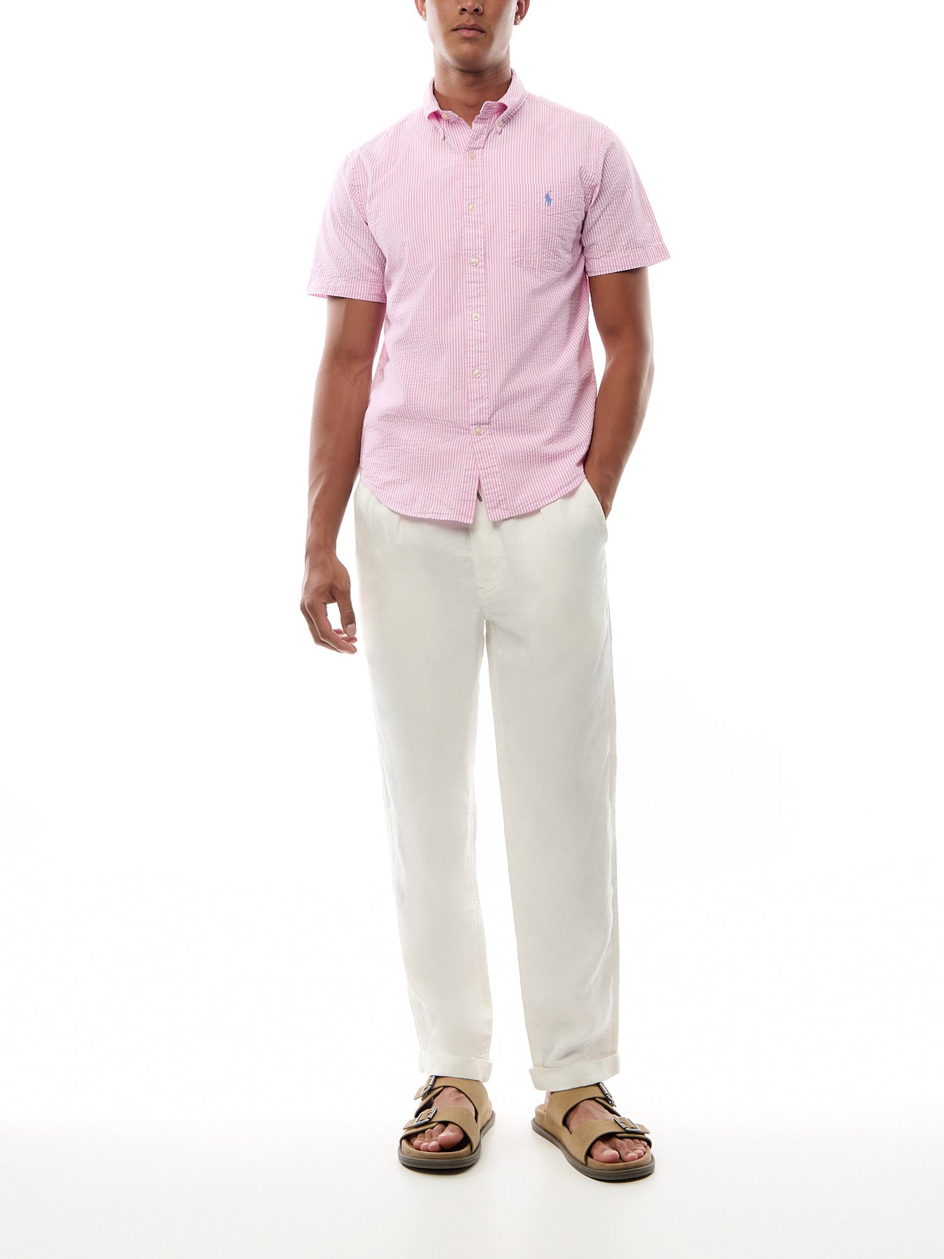 Seersucker Stripe Short Sleeves Shirt