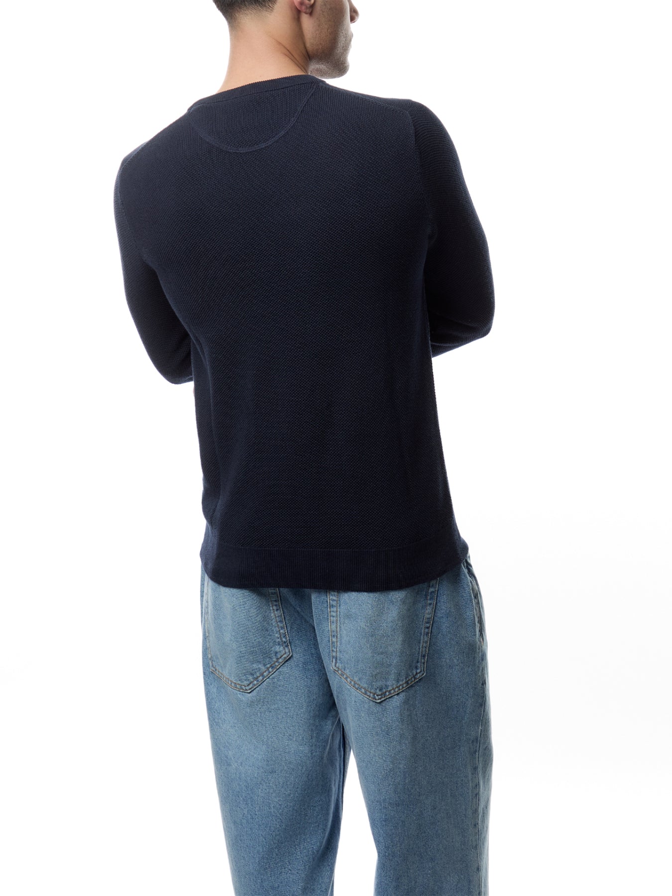 Cotton Pique Crew Neck Knit