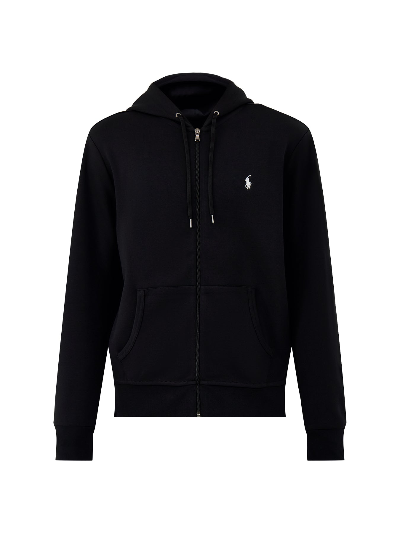 Double Knit Zip Up Hoodie Polo Black