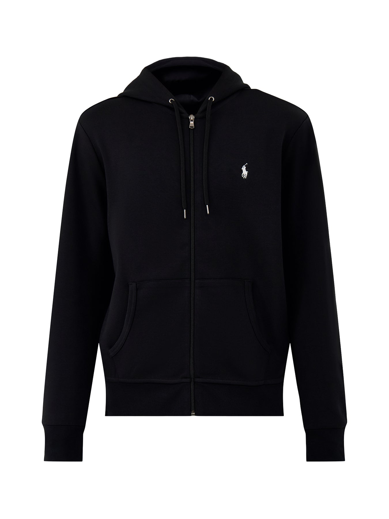 Double Knit Zip Up Hoodie Polo Black