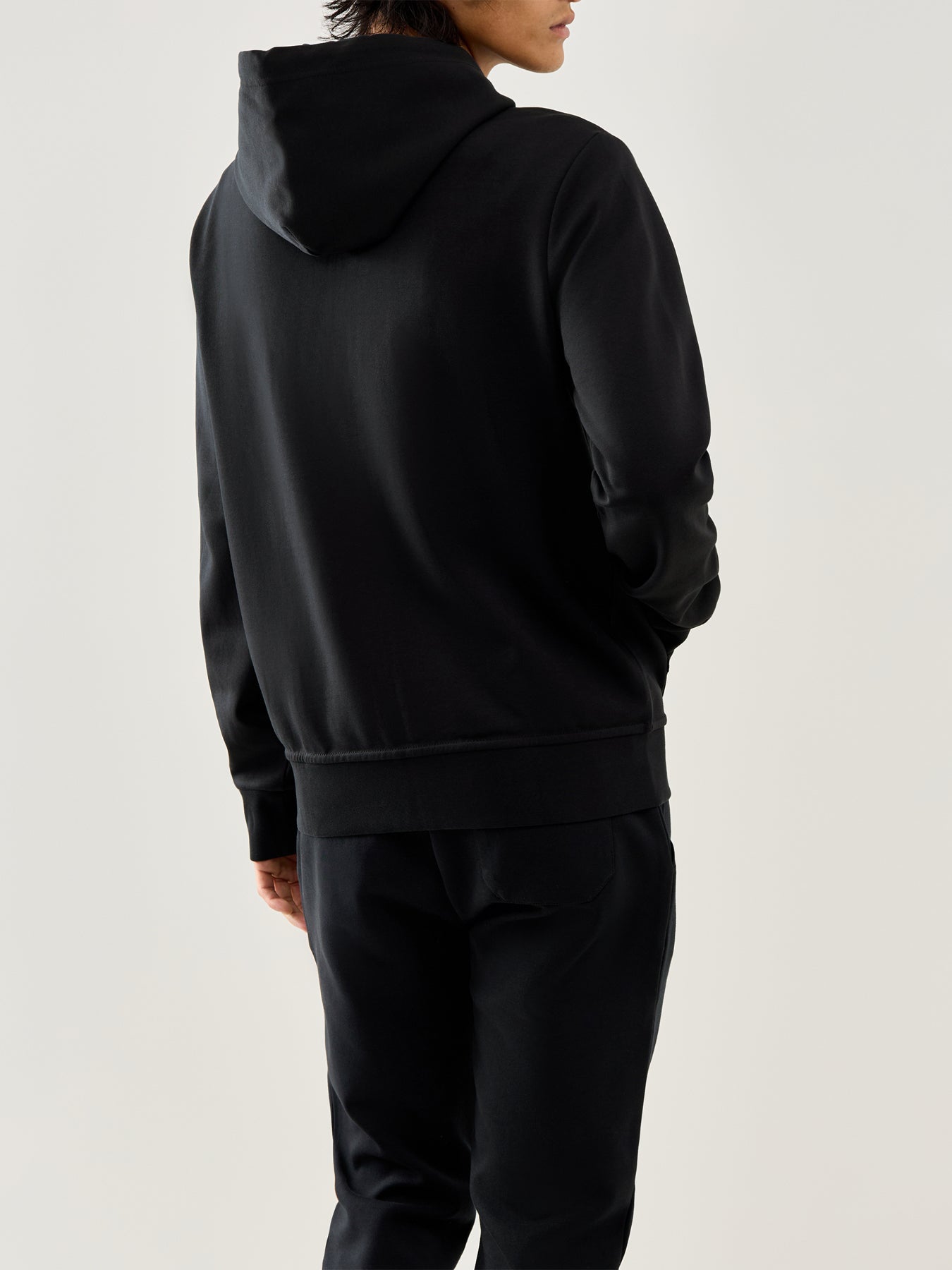 Double Knit Zip Up Hoodie Polo Black