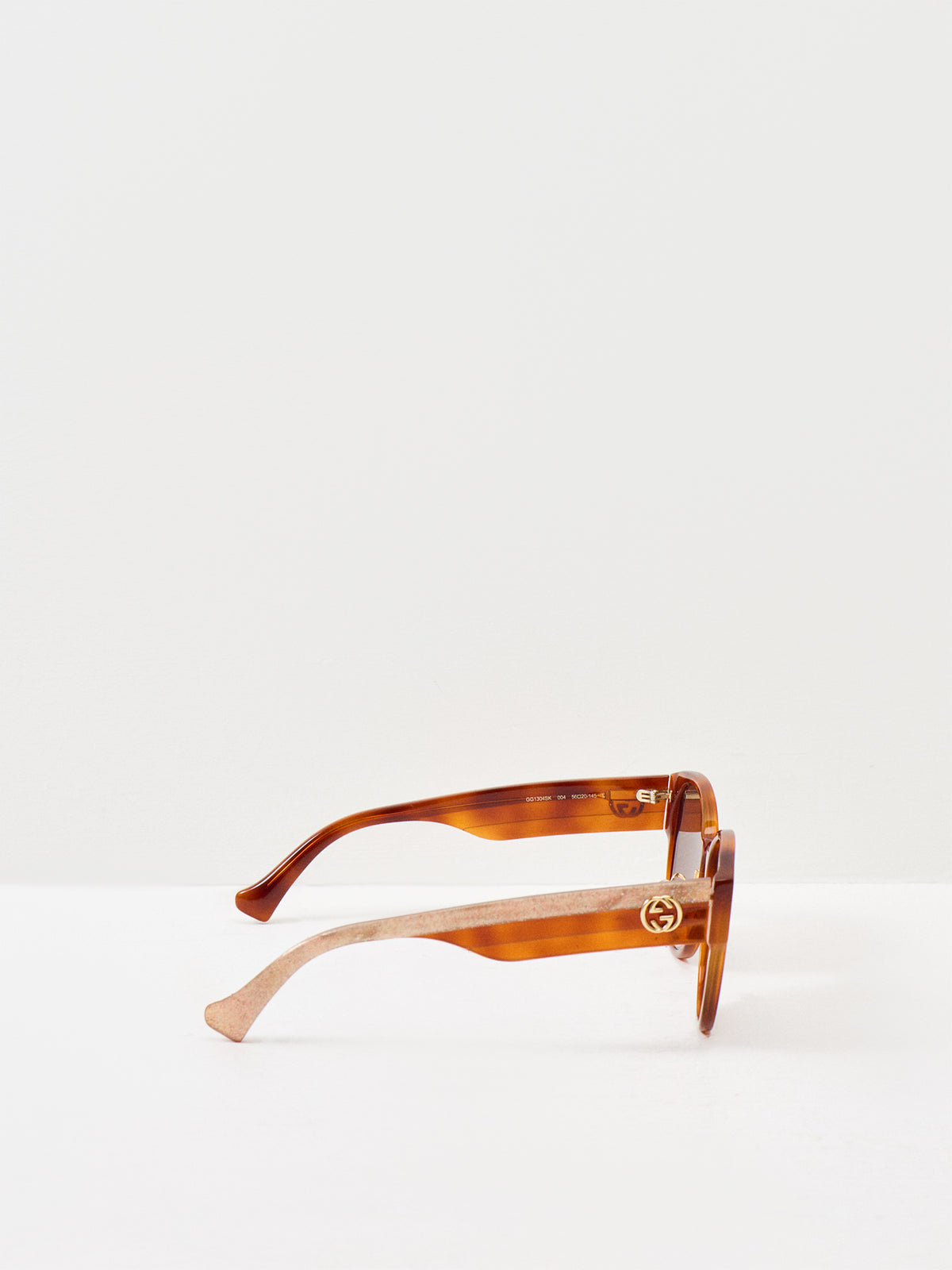 GG1304SK Gucci Stripe Recycled Acetate Round Sunglasses