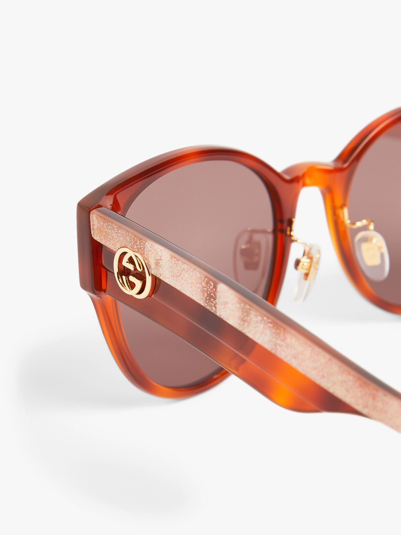 GG1304SK Gucci Stripe Recycled Acetate Round Sunglasses