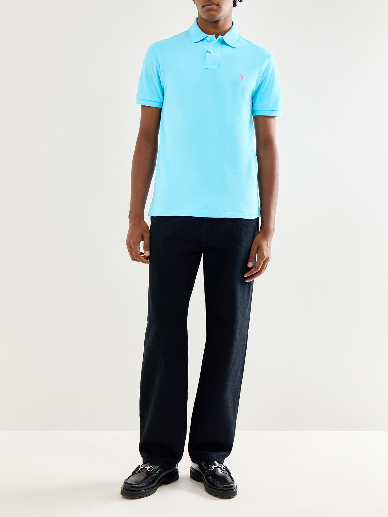 Slim Fit Polo Top French Turquoise