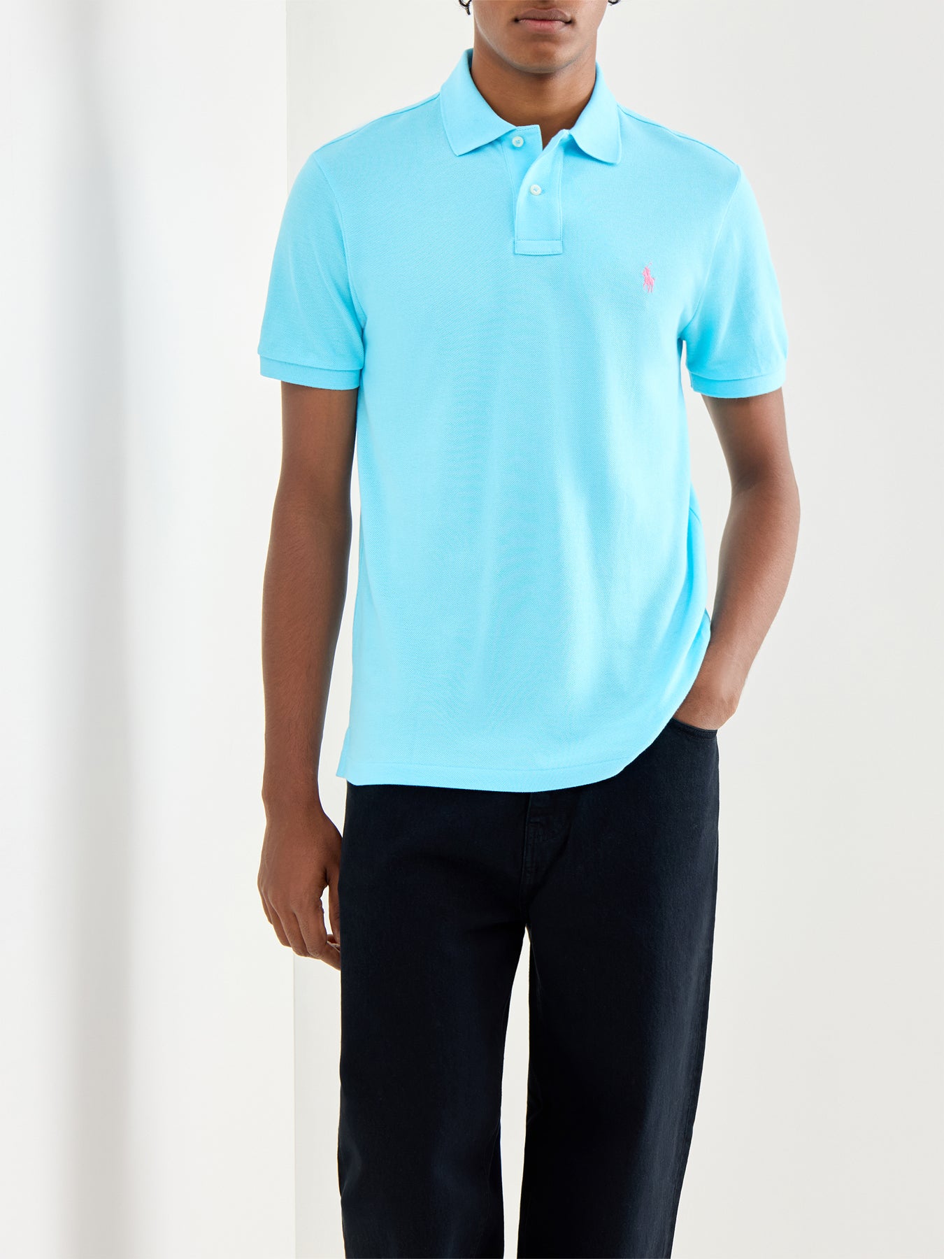 Slim Fit Polo Top French Turquoise