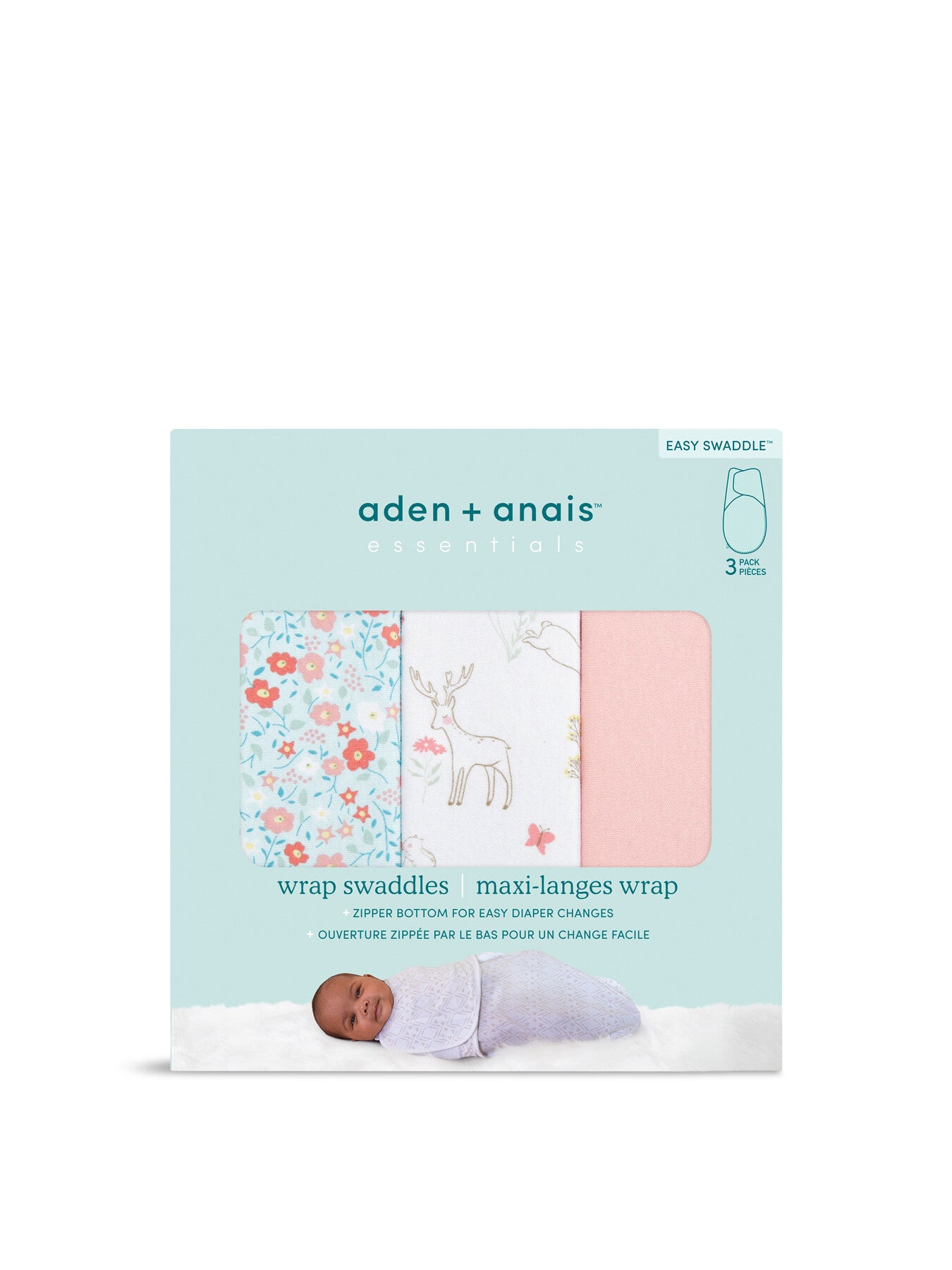 Easy swaddle wrap 1.0 TOG 3 pack fairy tale flowers 0-3months