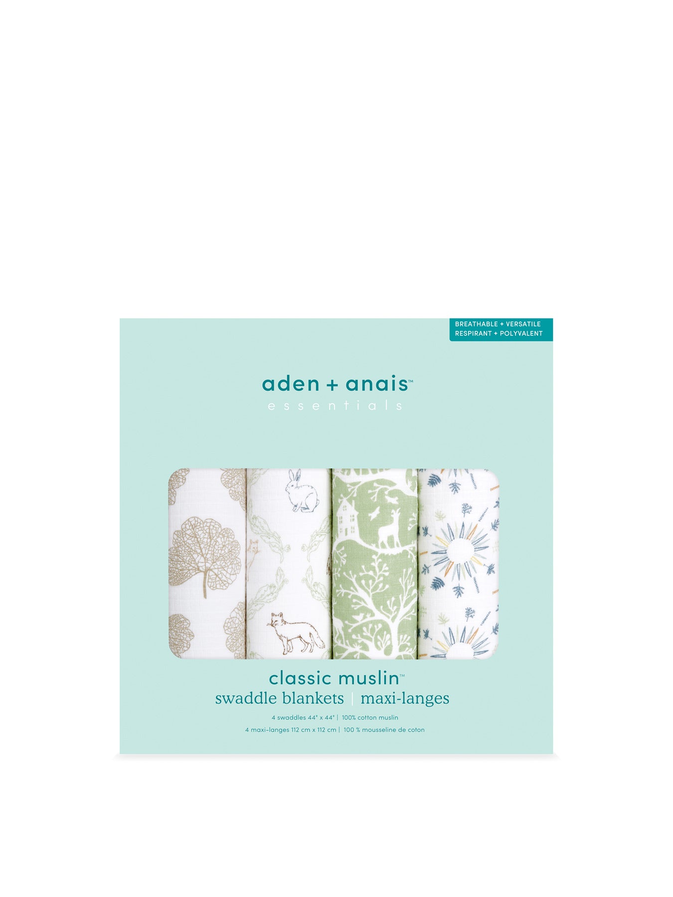 Essentials Cotton Muslin Swaddles 4-Pack