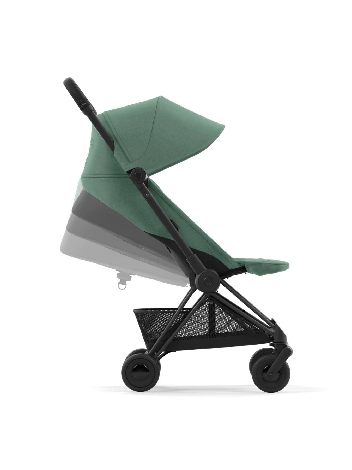 Cybex Coya Compact Stroller - Matt Black Frame Leaf Green