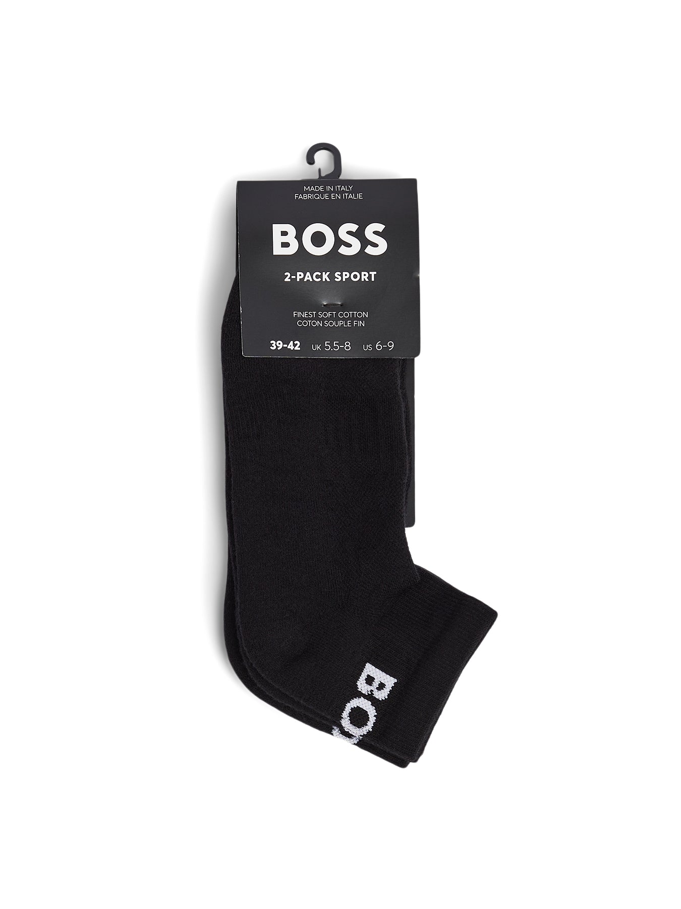 Quarter Length Sport Socks 2 Pack Black