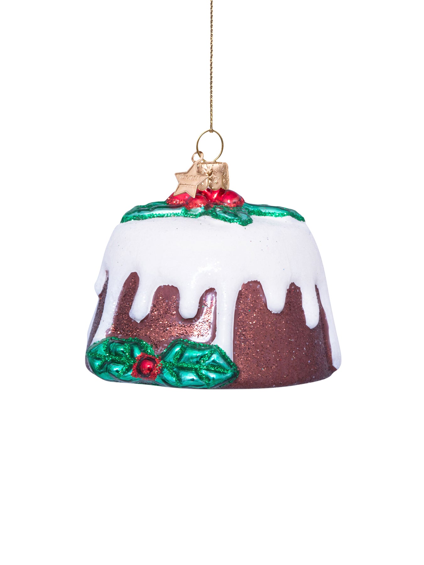Christmas Pudding Glass Hanging Decoration 6cm