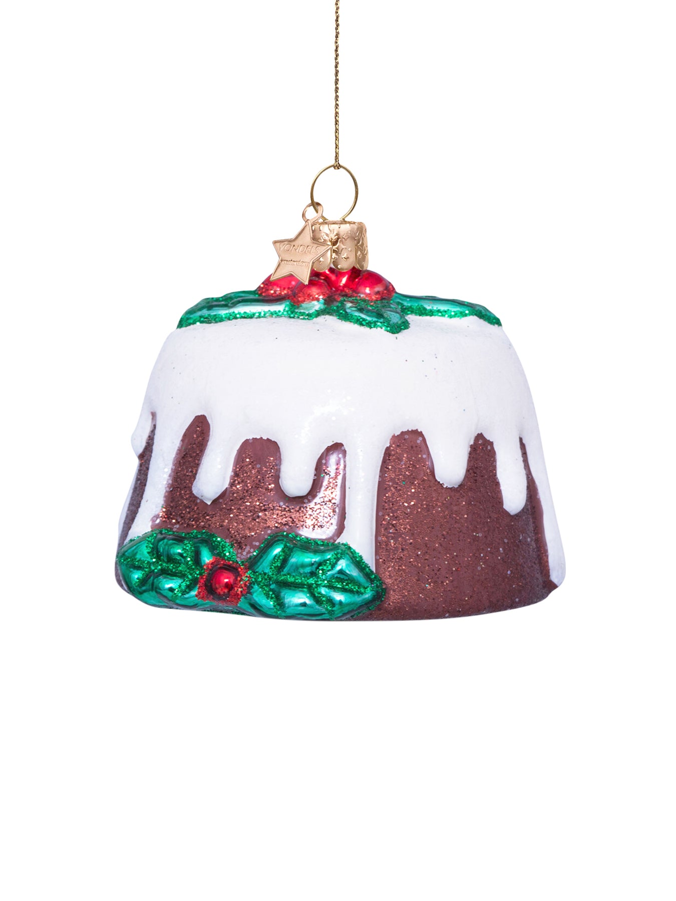 Christmas Pudding Glass Hanging Decoration 6cm