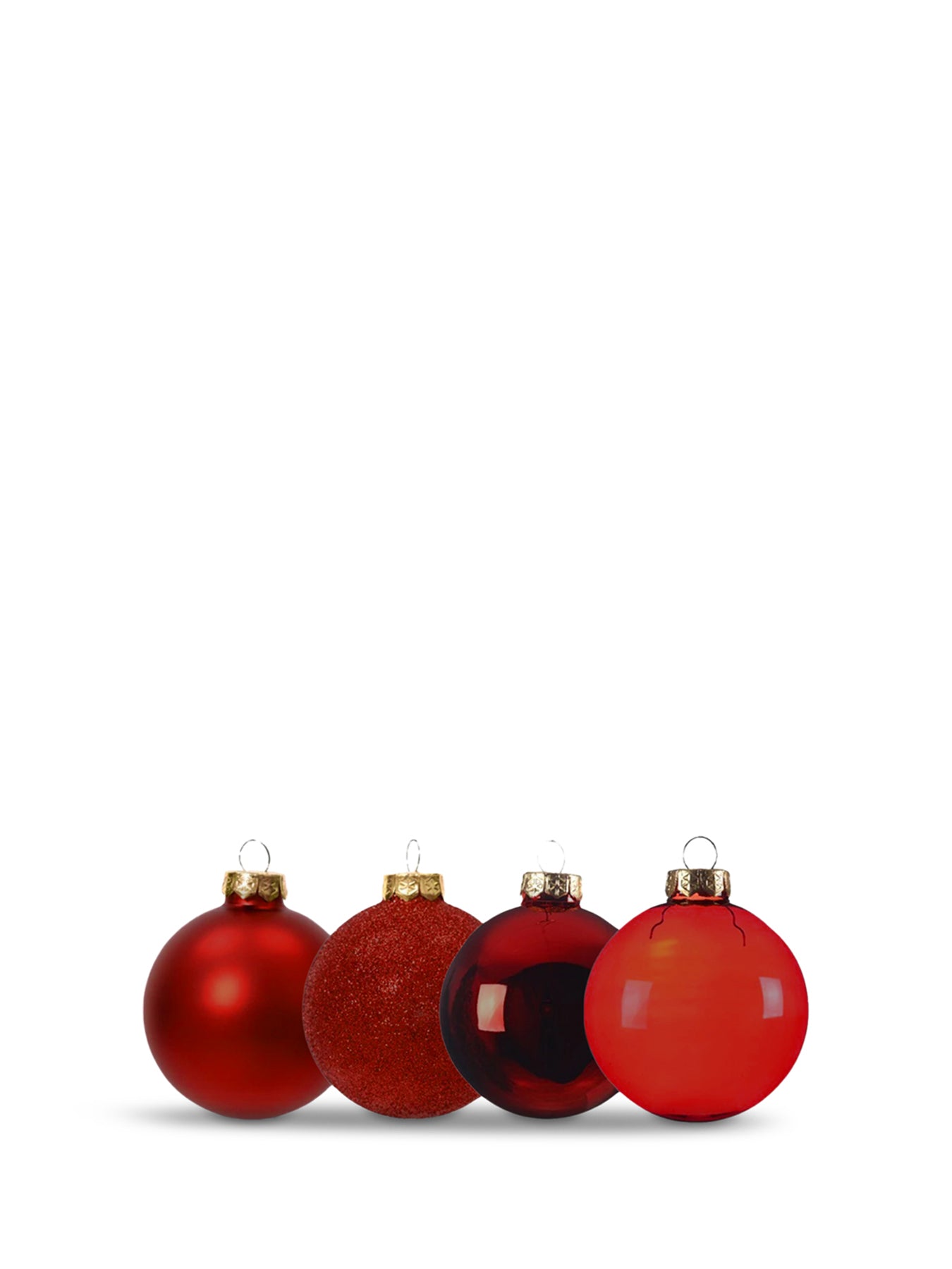 Oxblood Red Glitter Glass Baubles Pack of 42