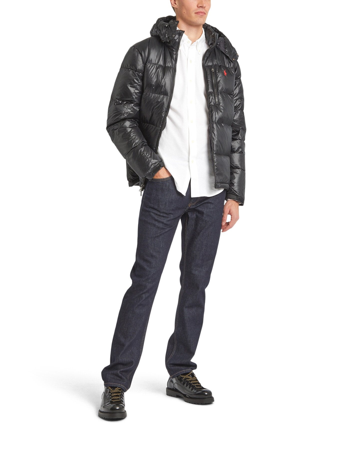 Geometric Oxford Mesh Long Sleeve Shirt