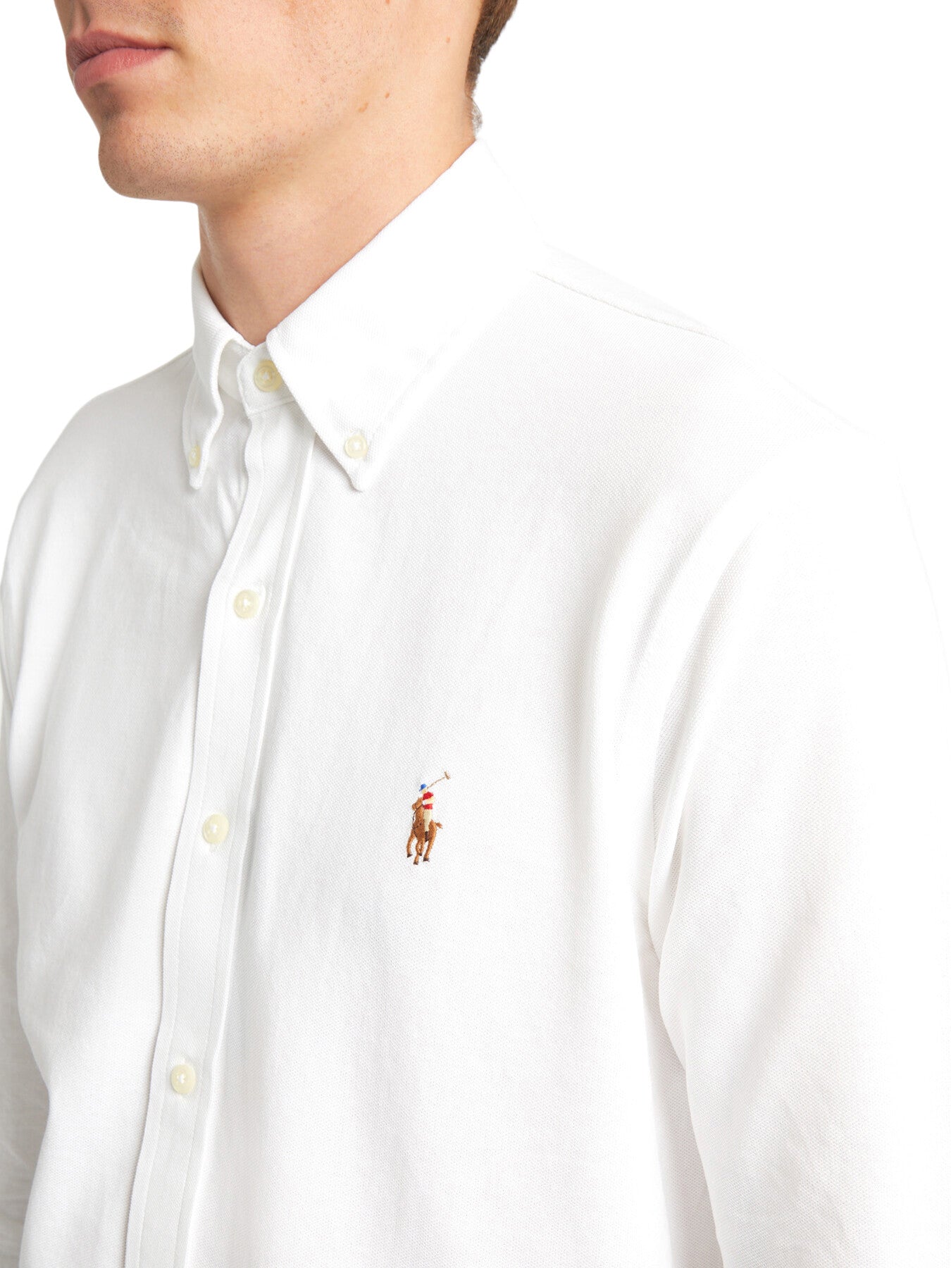 Geometric Oxford Mesh Long Sleeve Shirt