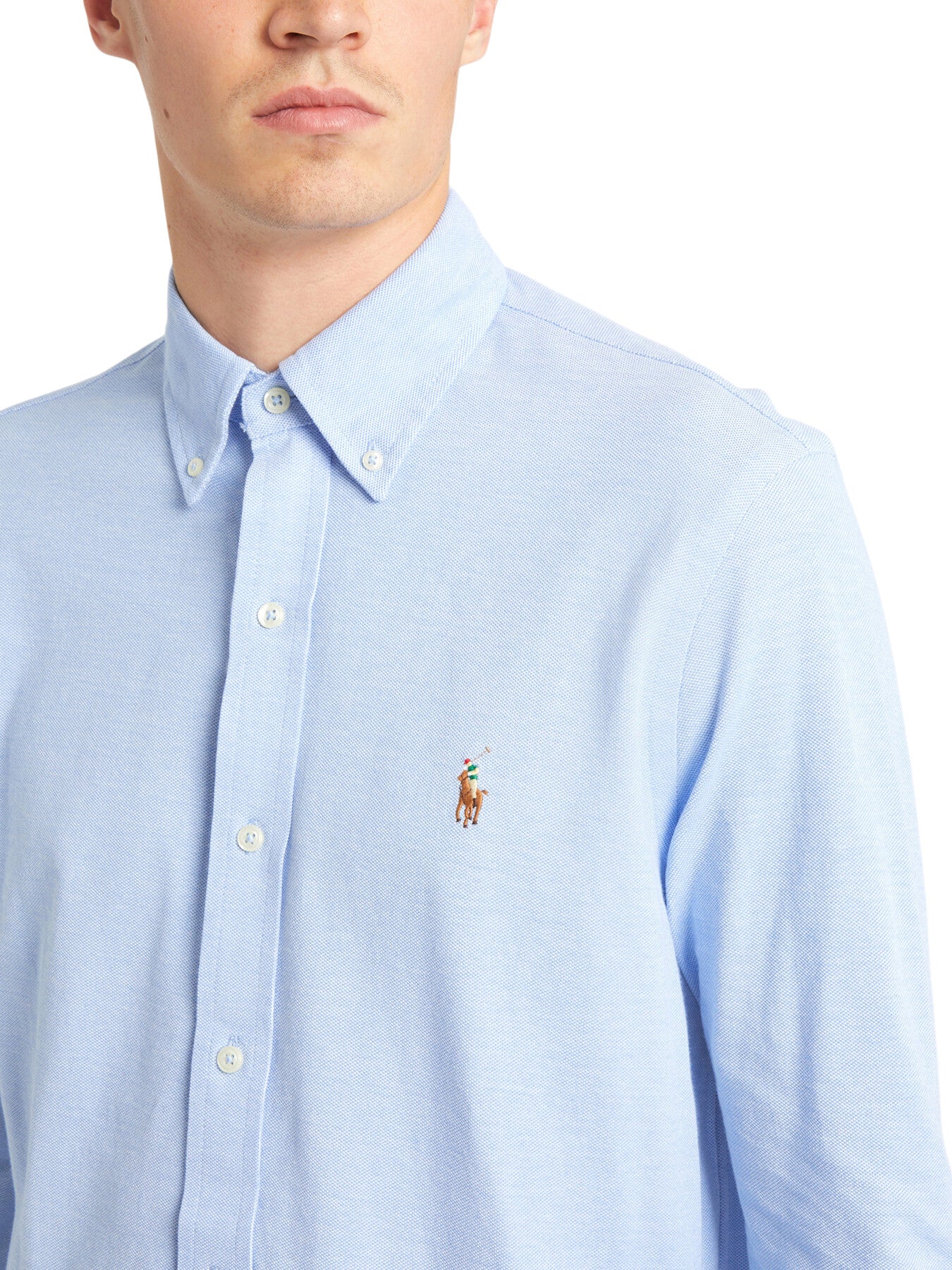 Geometric Oxford Mesh Long Sleeve Shirt