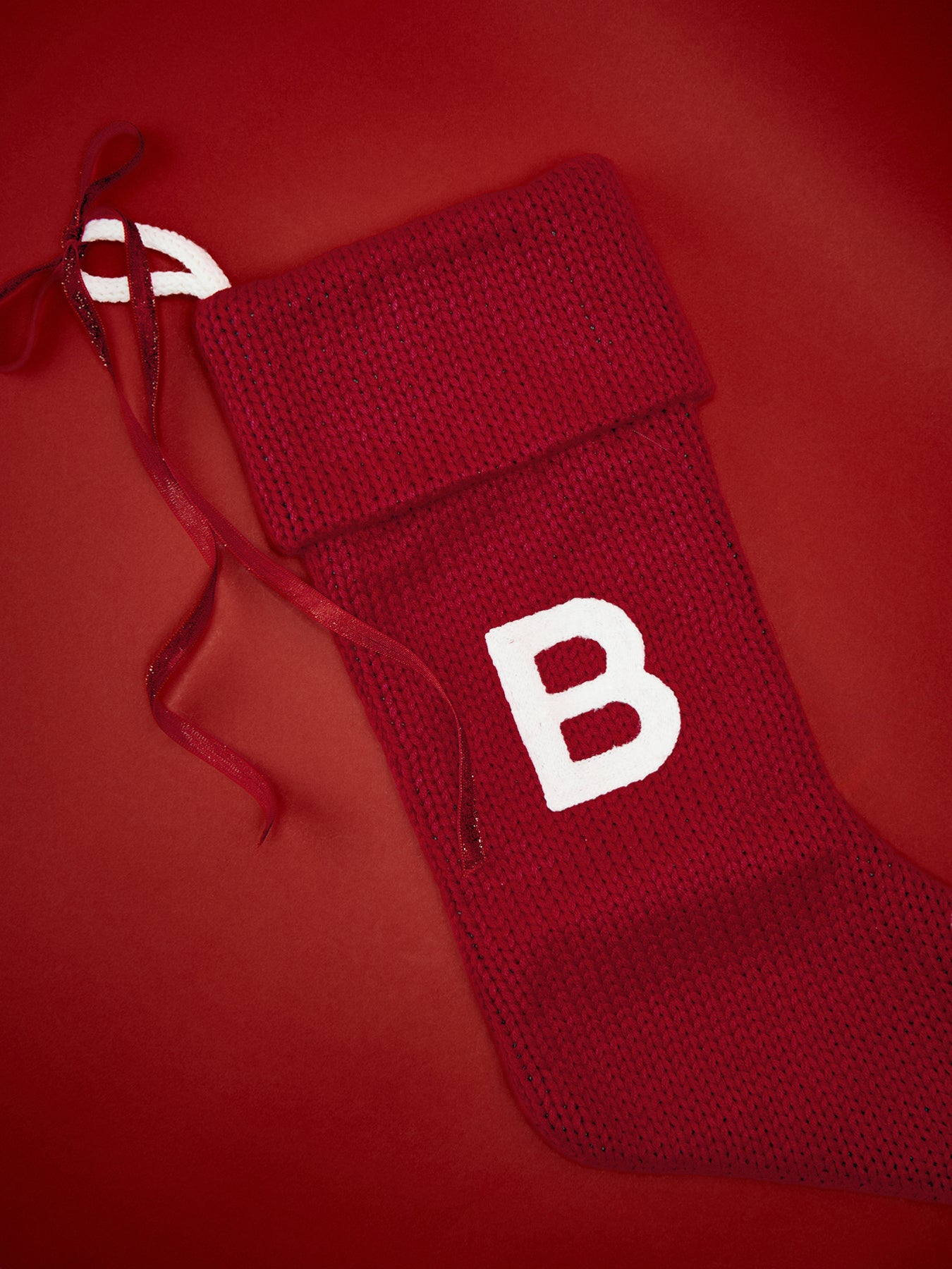 Alphabet Velvet Christmas Stocking B