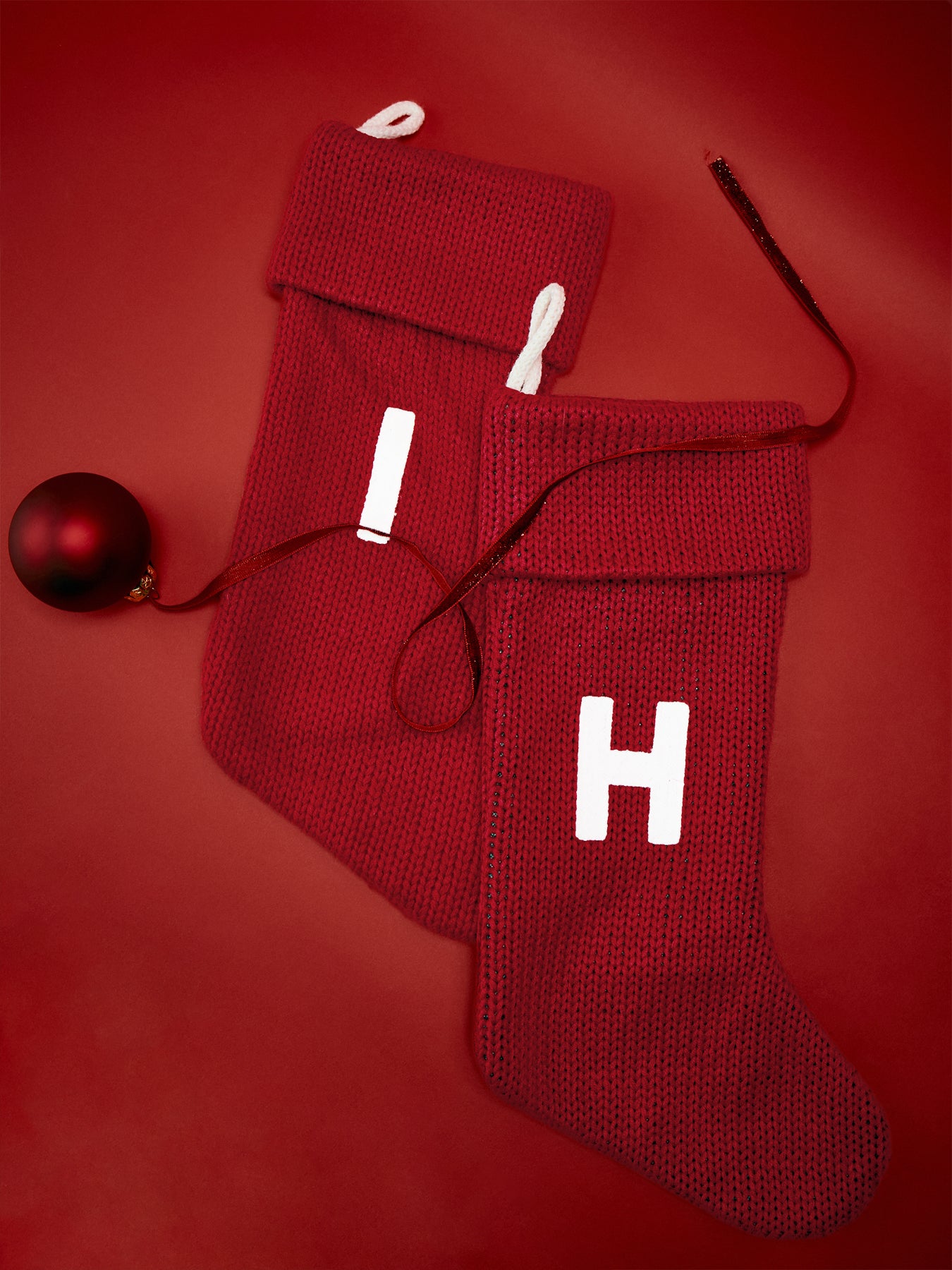 Alphabet Velvet Christmas Stocking H