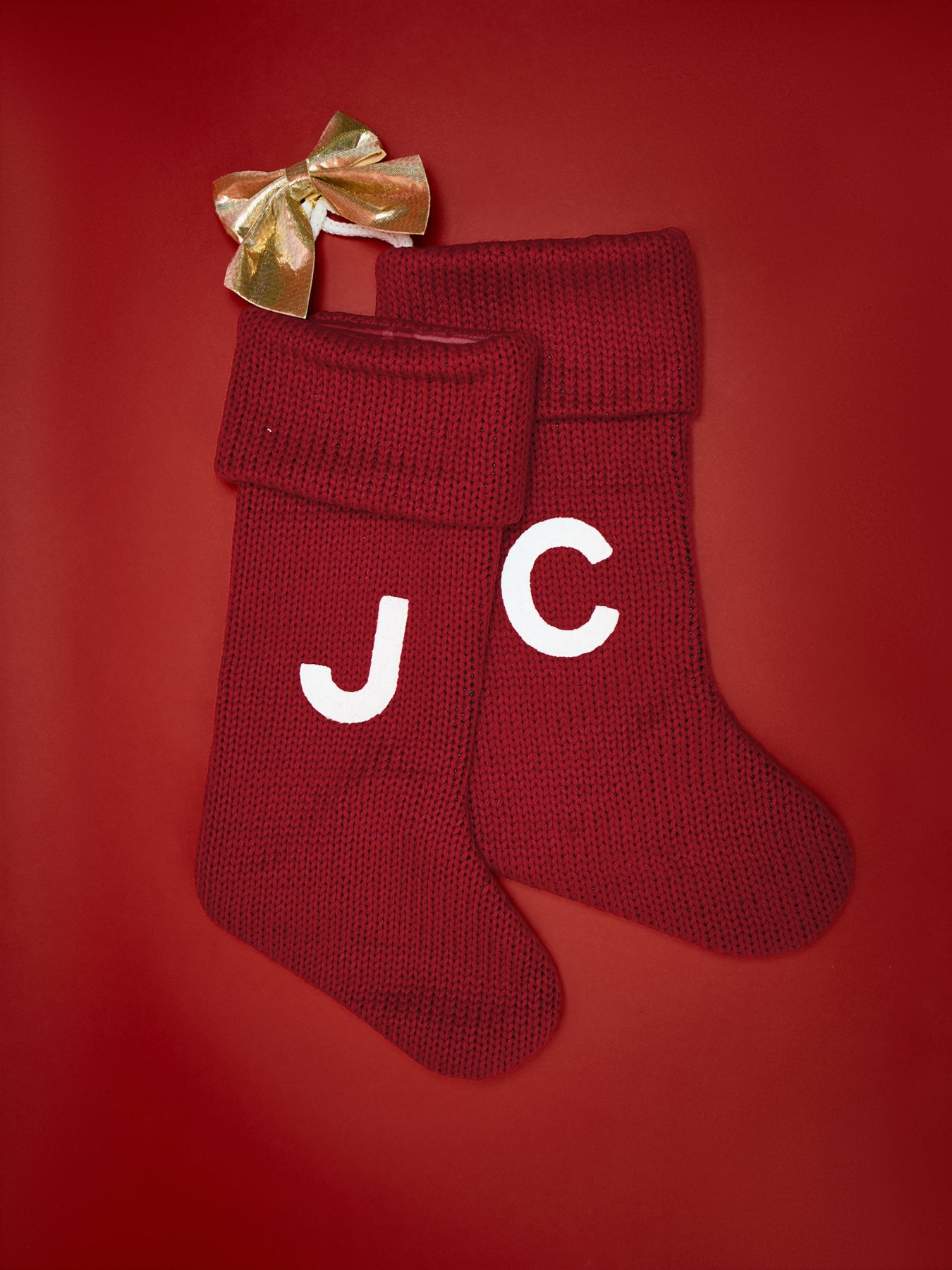 Alphabet Velvet Christmas Stocking J