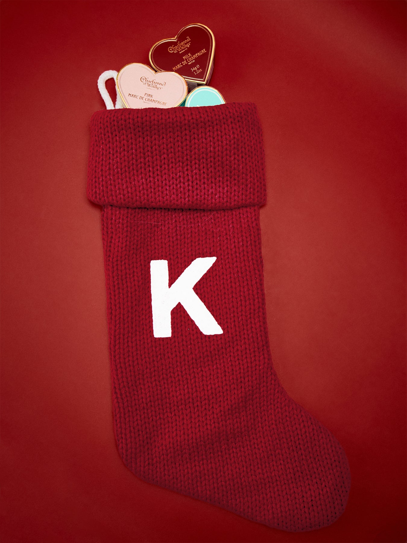 Alphabet Velvet Christmas Stocking K