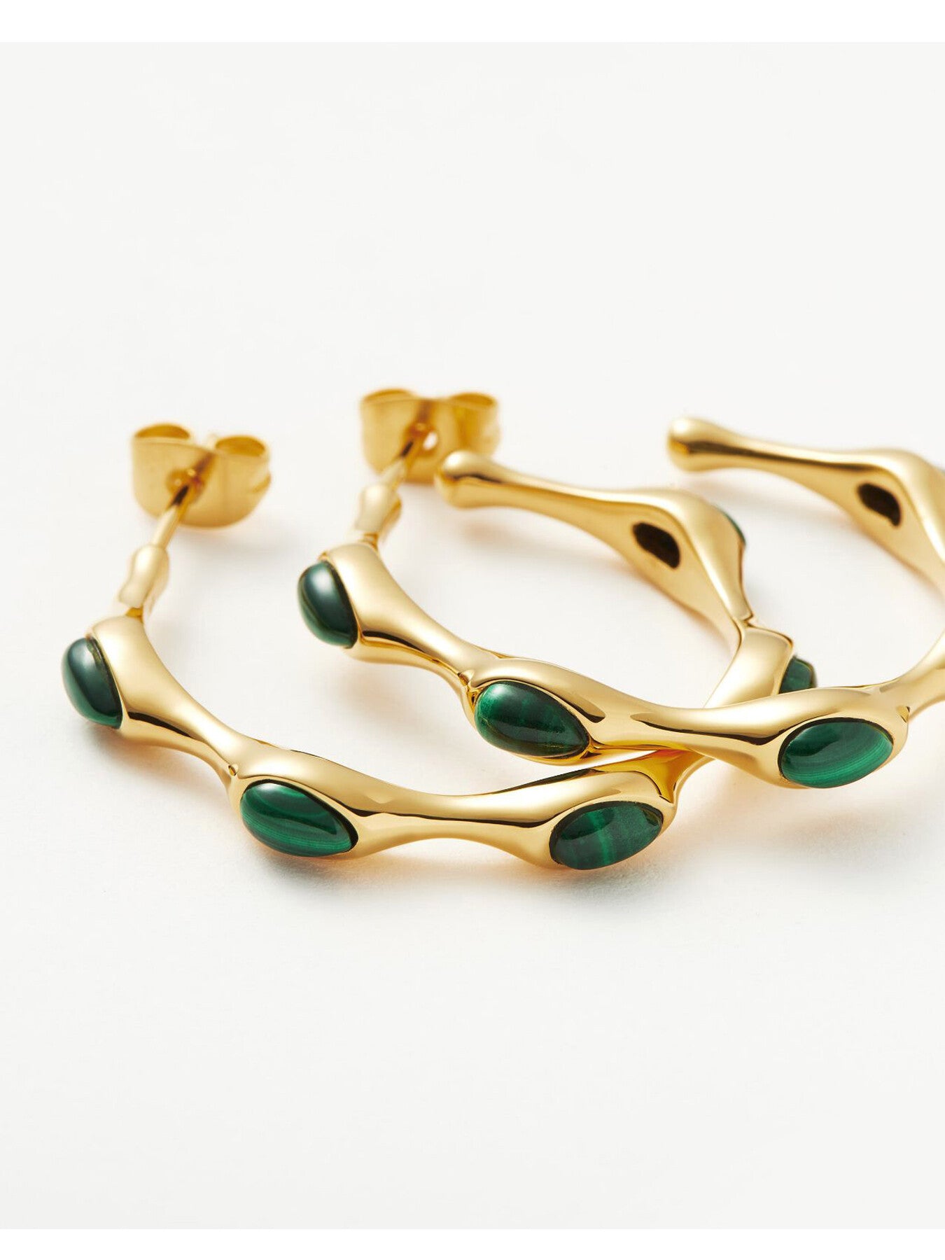 Green Malachite Organic Shape Medium Hoops