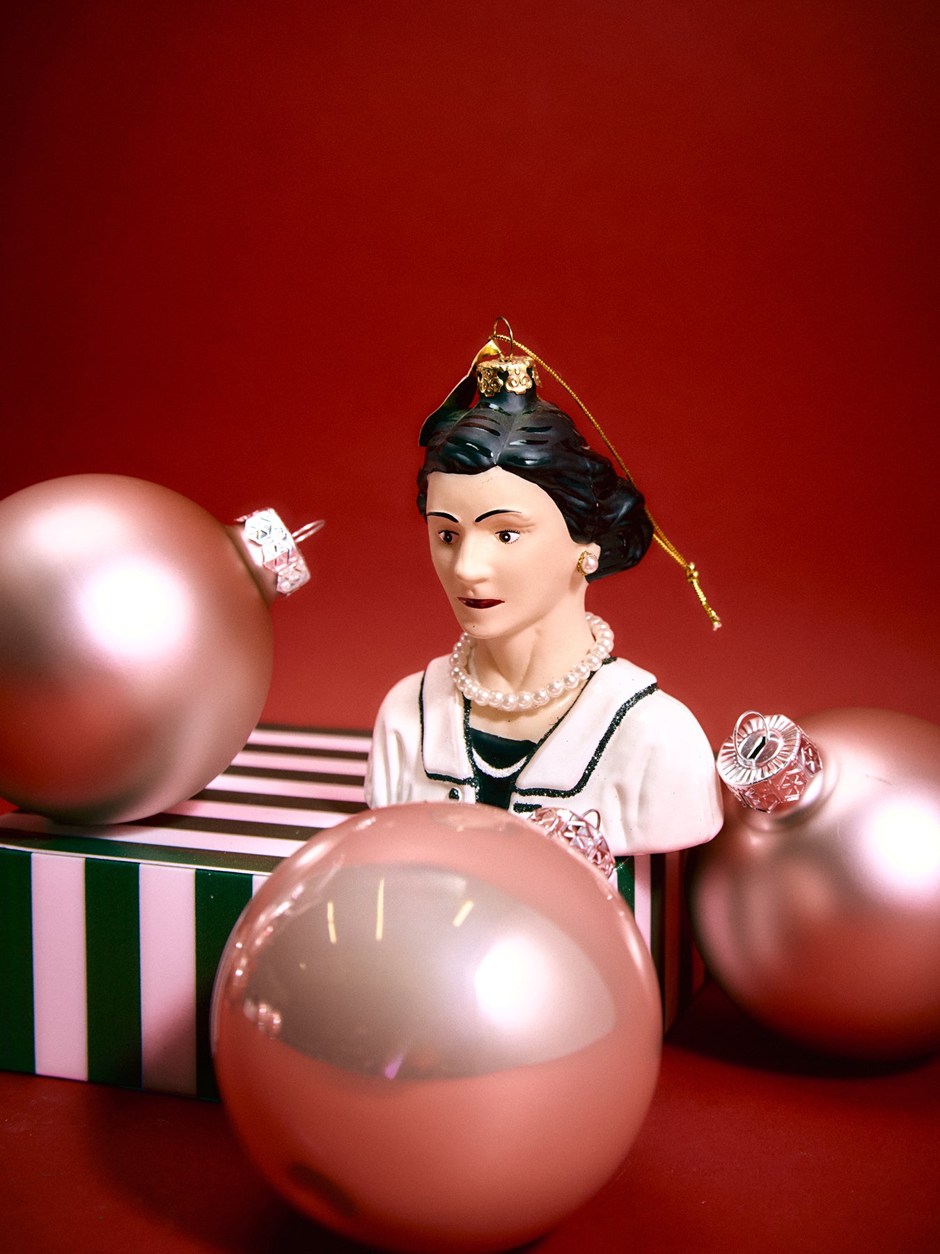 Coco Chanel Glass Christmas Tree Hanging Decoration