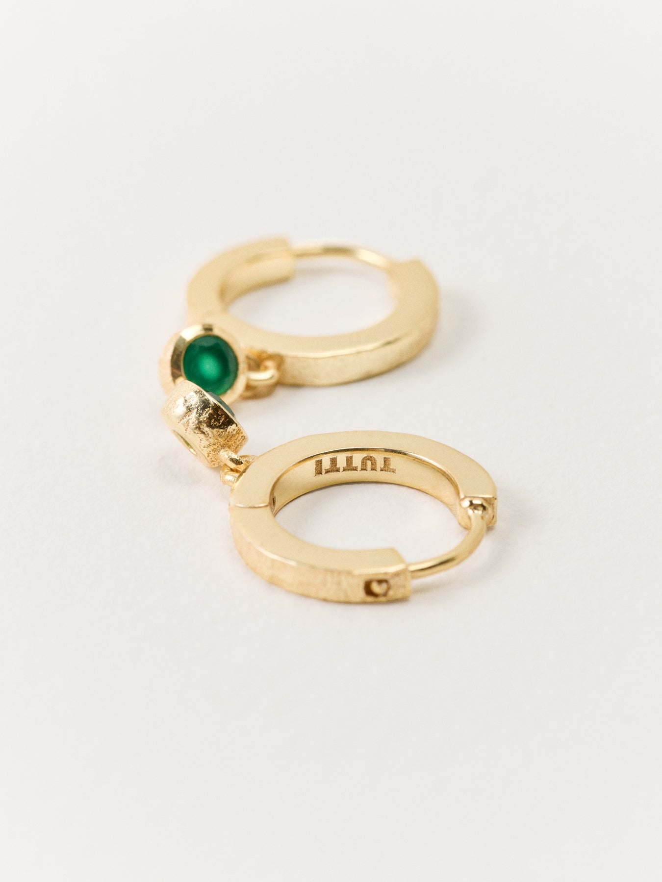 Green Onyx Hoop Earrings Gold May