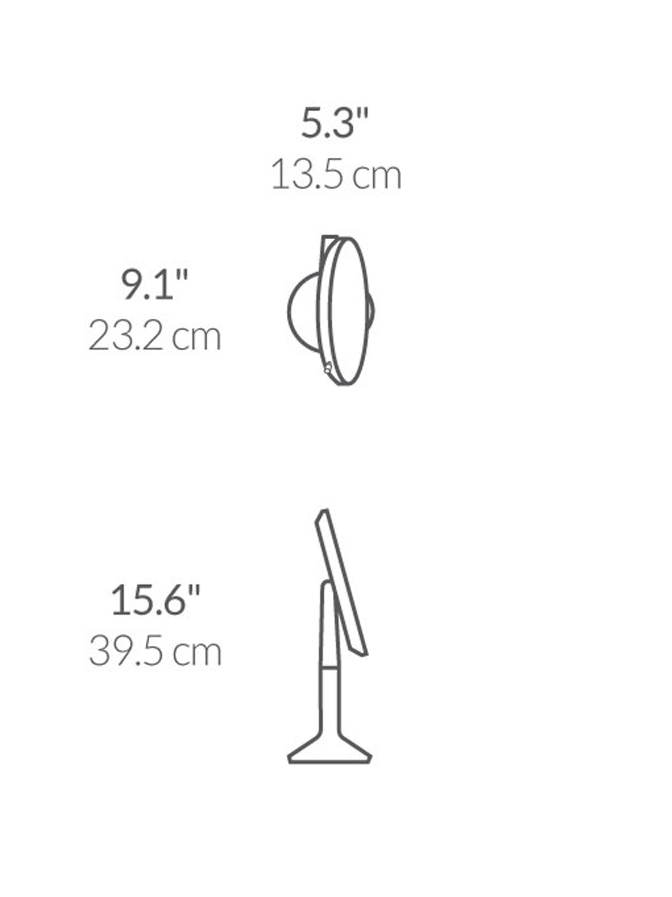 Sense Mirror Trio With Touch Control Brightness Rechargable 20cm