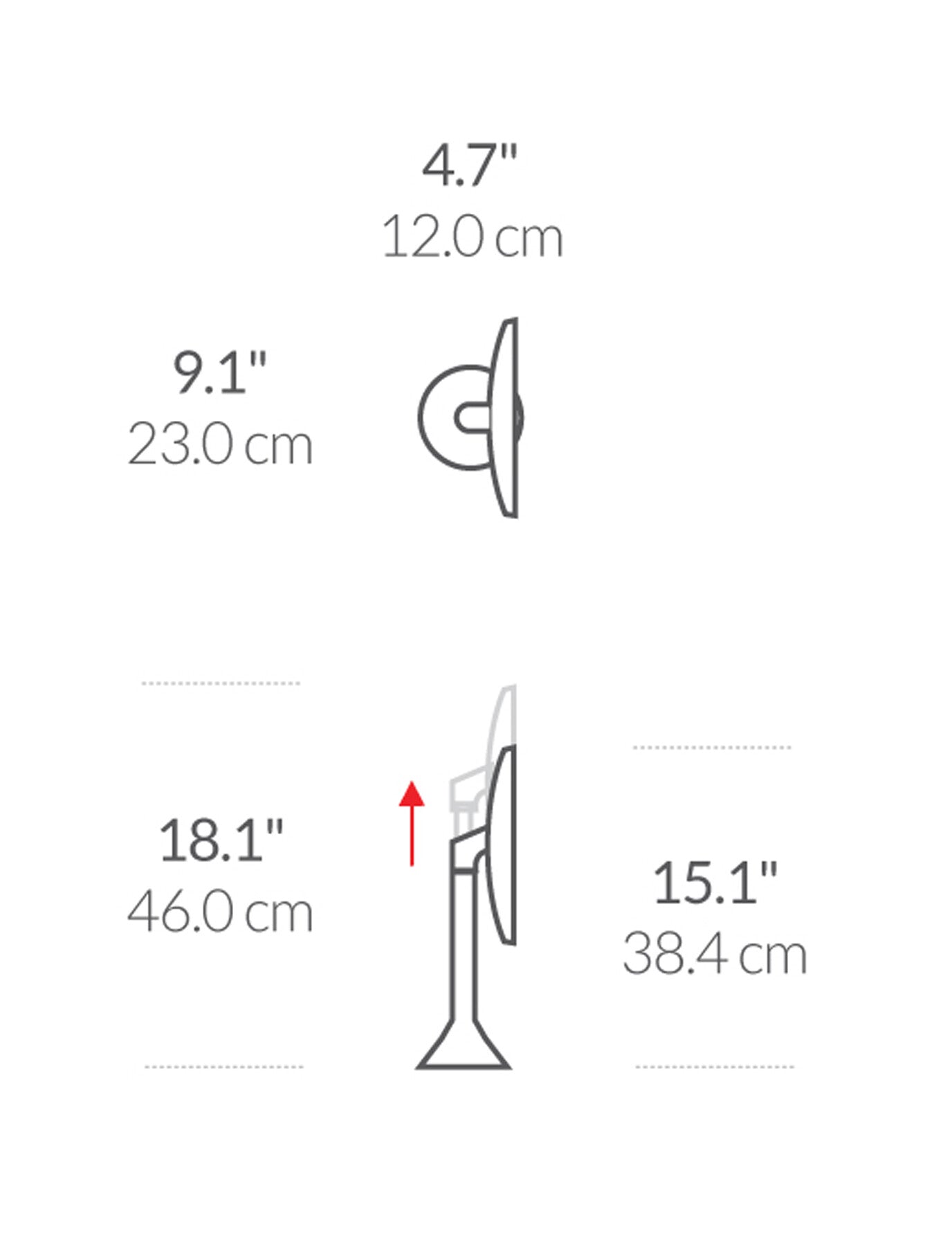 Sense Mirror With Touch Control Brightness Rechargable 20cm