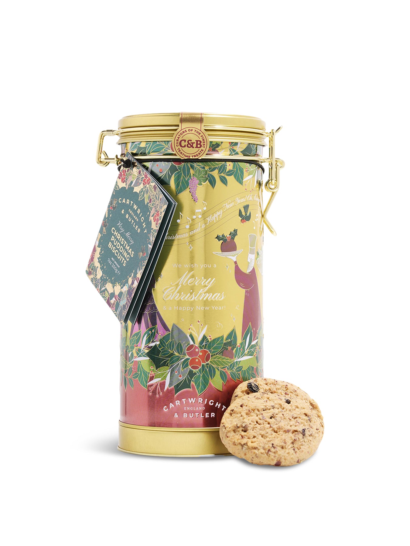 Christmas Pudding Biscuits in Musical Tin 200g