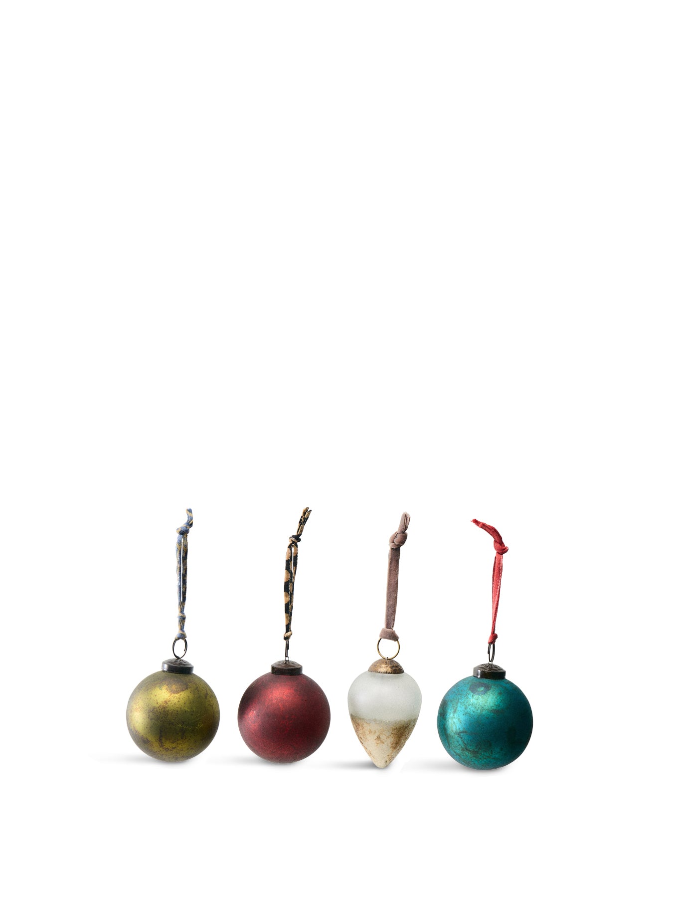 Mixed Coloured Baubles Christmas Decoration Set of 4