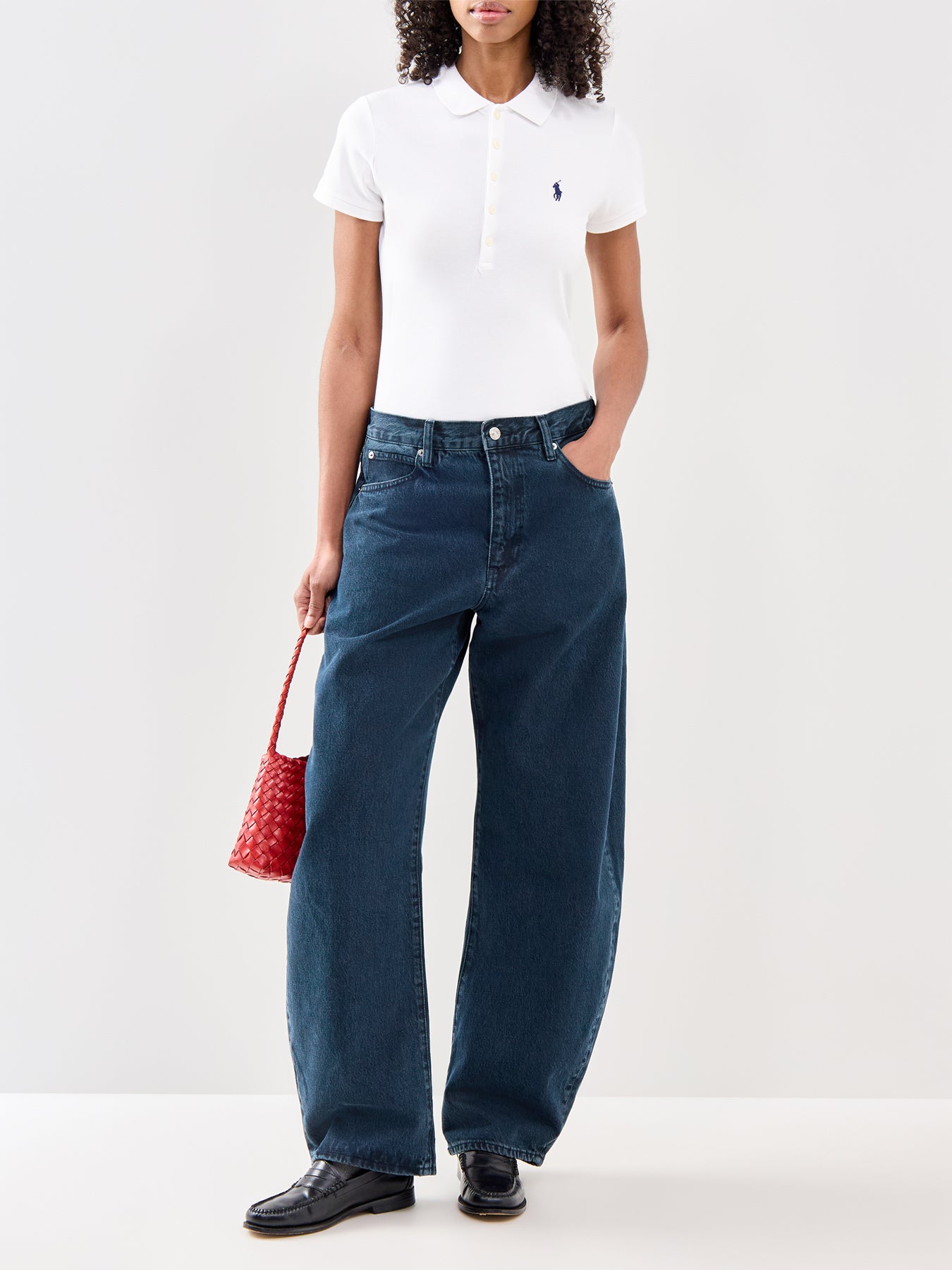 Julie Mesh Polo White