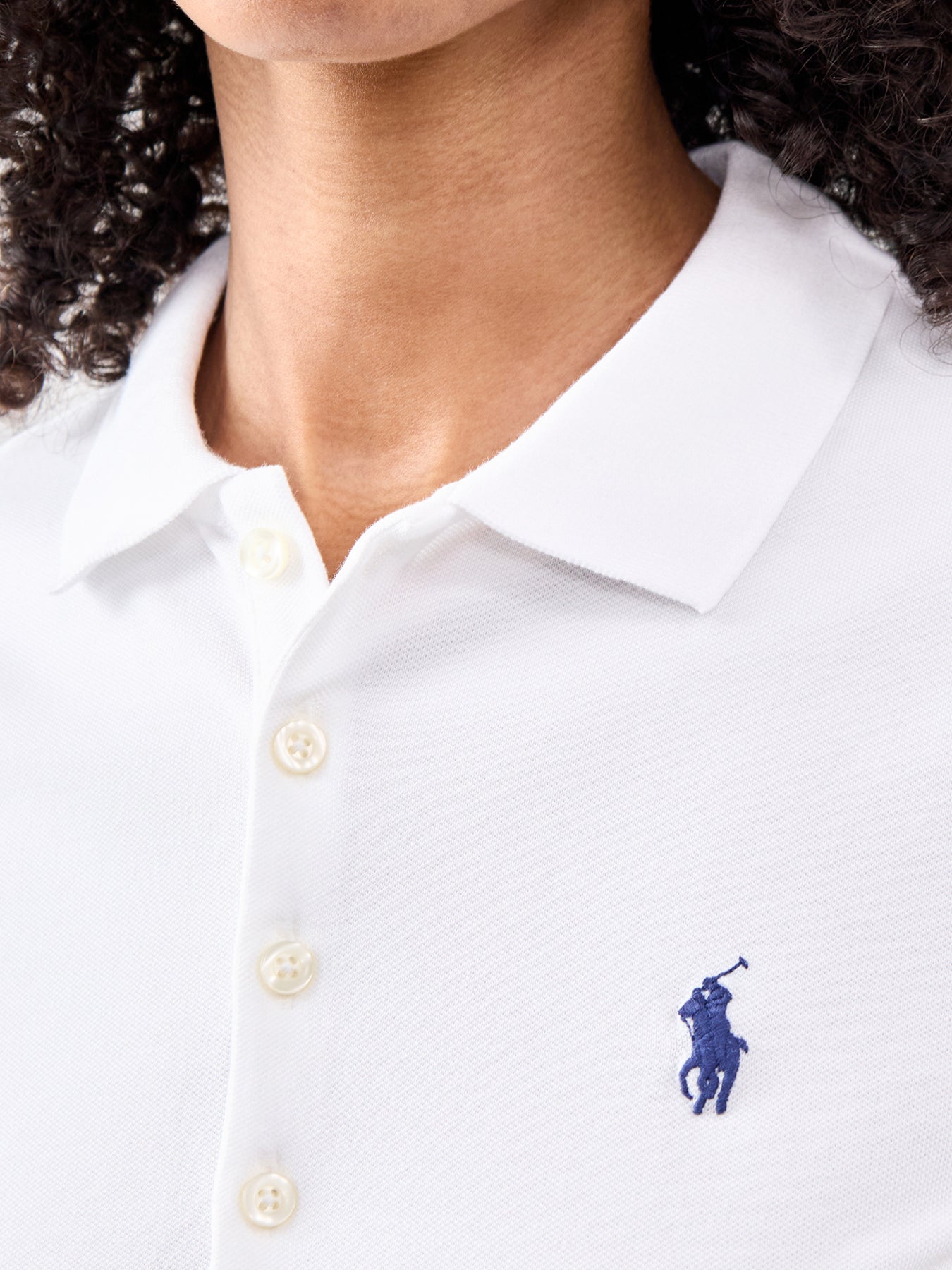 Julie Mesh Polo White