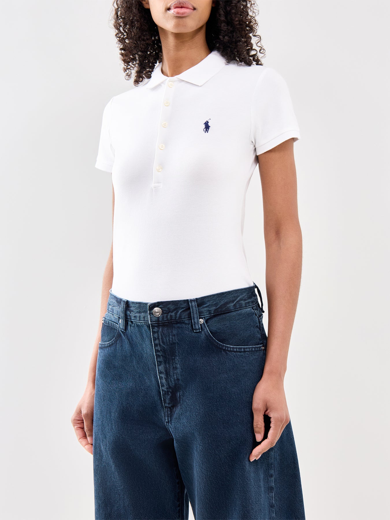 Julie Mesh Polo White