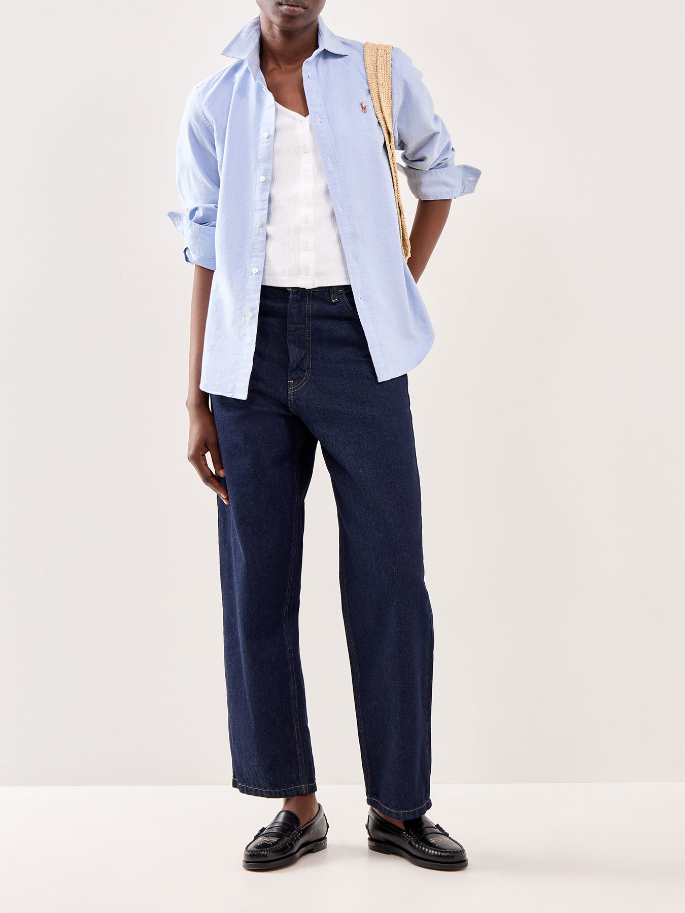Long Sleeve Button Front Shirt Bsr Blue