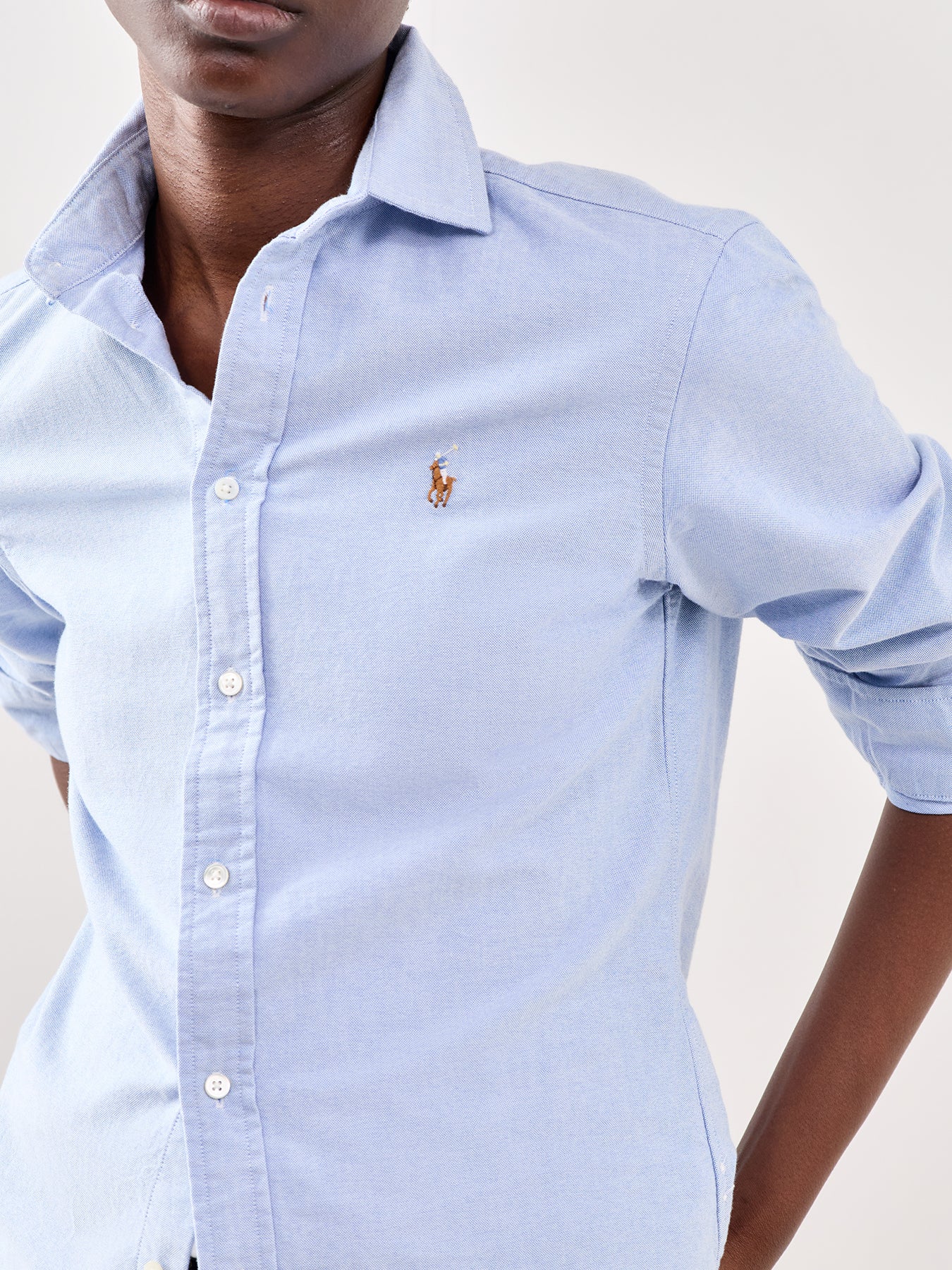 Long Sleeve Button Front Shirt Bsr Blue