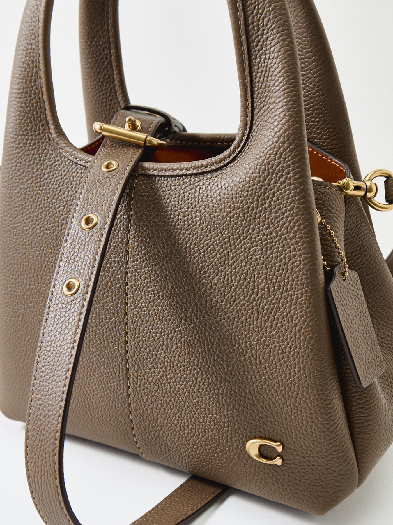 Lana 23 Leather Shoulder Bag Dark Stone