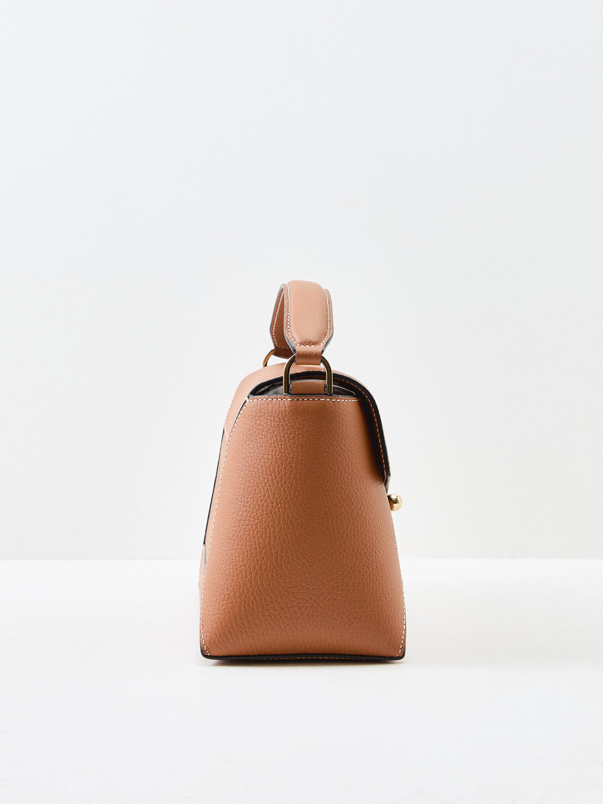 Mosaic Grain Leather Top Handle Bag