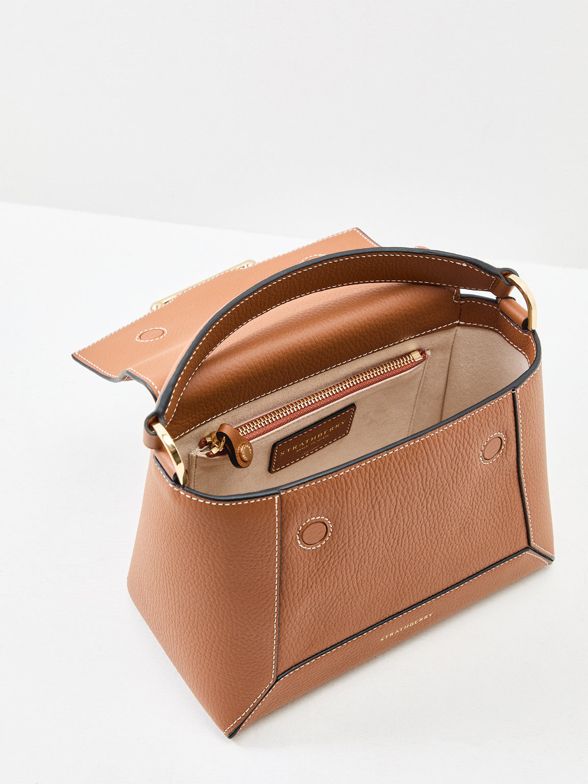 Mosaic Grain Leather Top Handle Bag
