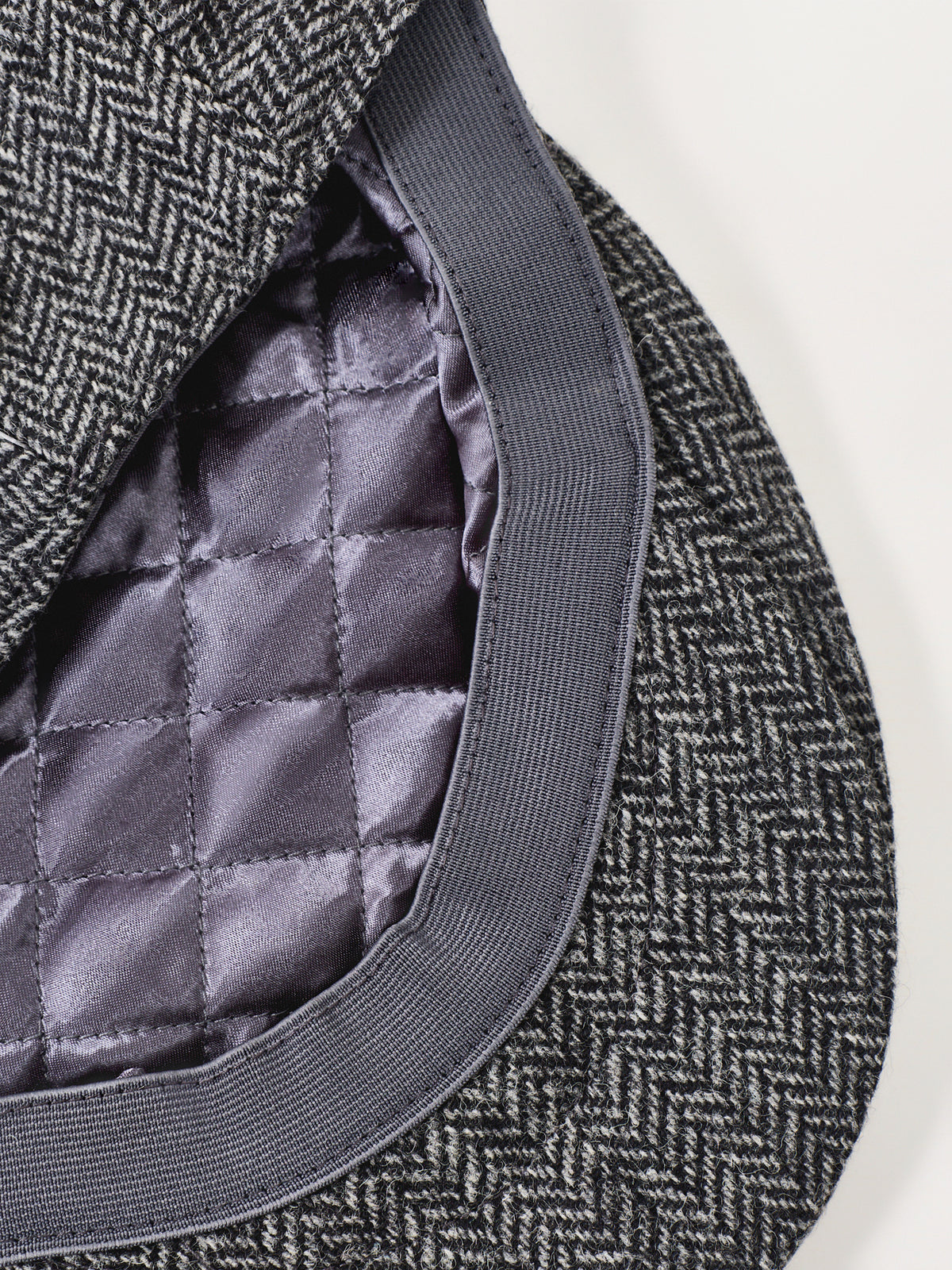 Wool Manorbrook Herringbone Tweed Cap - Charcoal