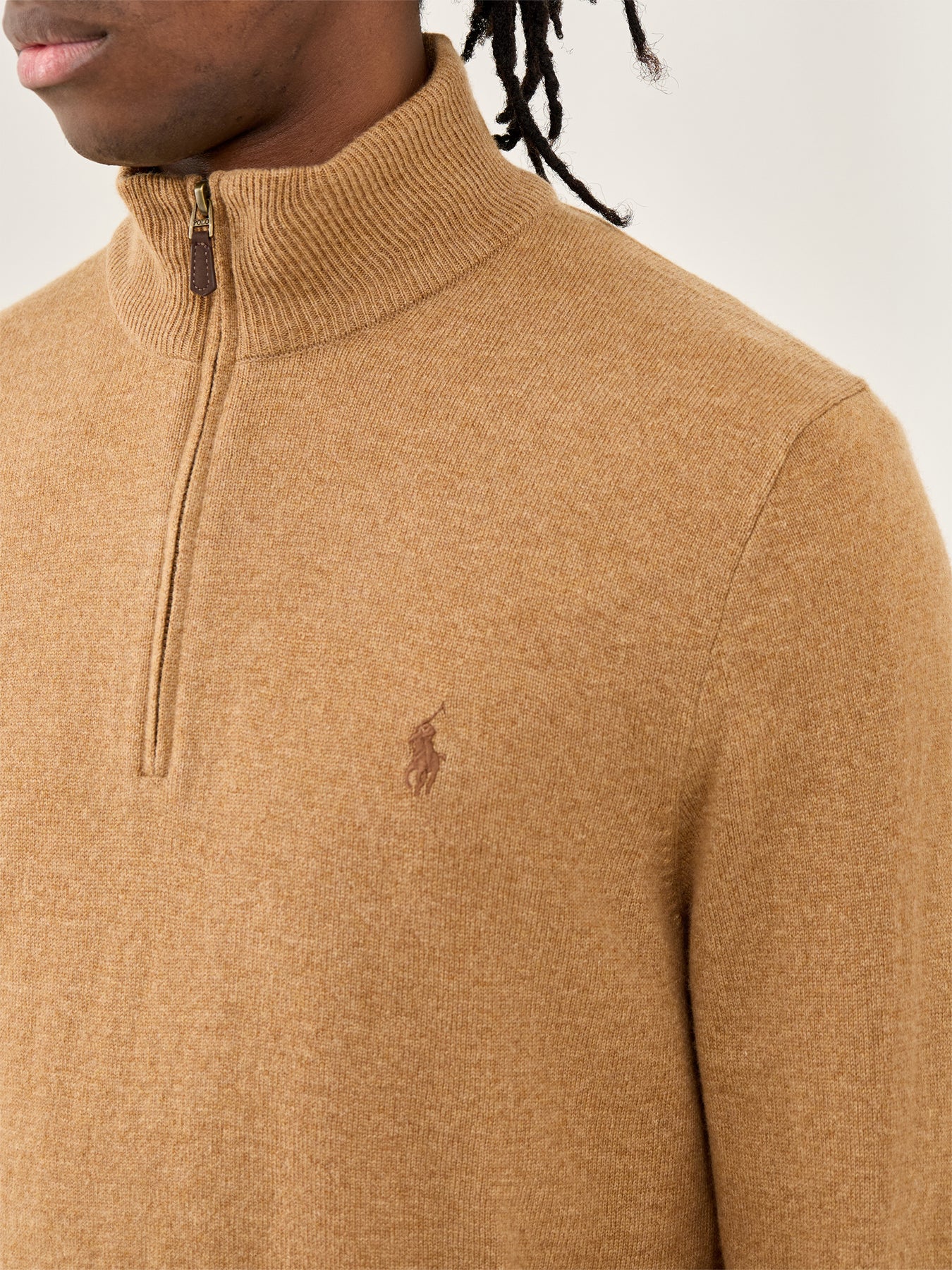 Half-Zip Merino Jumper Latte Brown