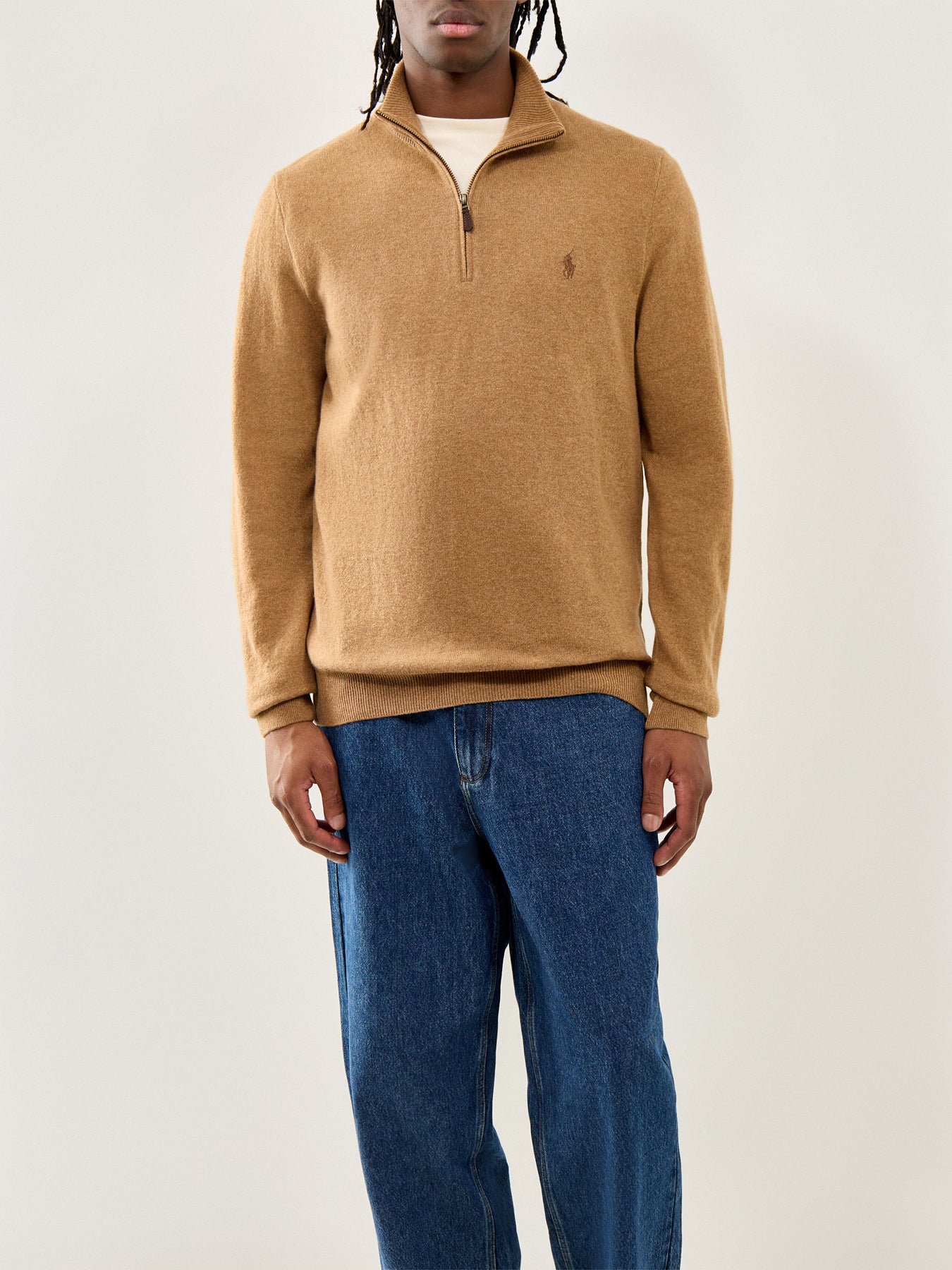 Half-Zip Merino Jumper Latte Brown