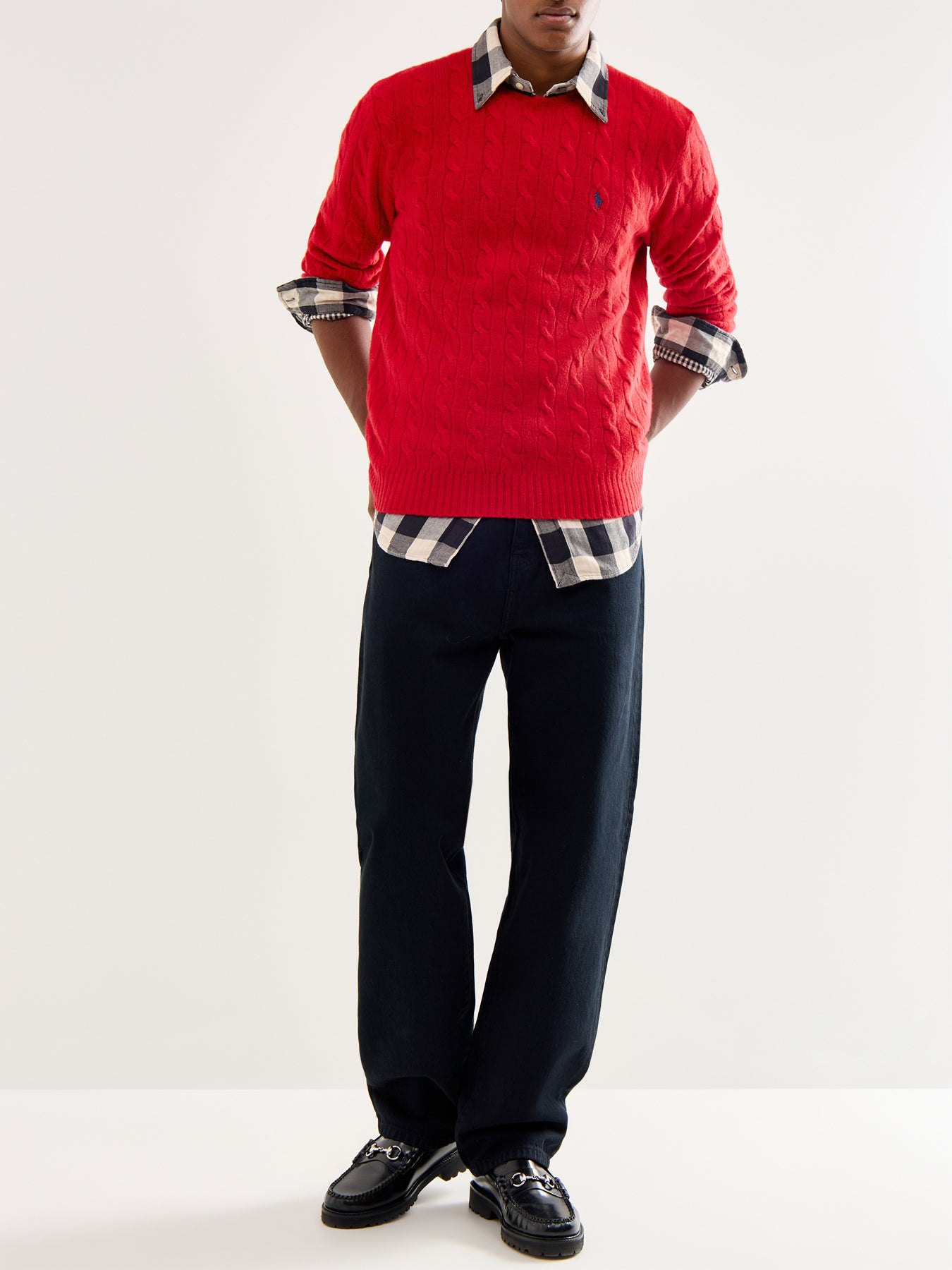 Cable Knit Wool Cashmere Knit Park Ave Red