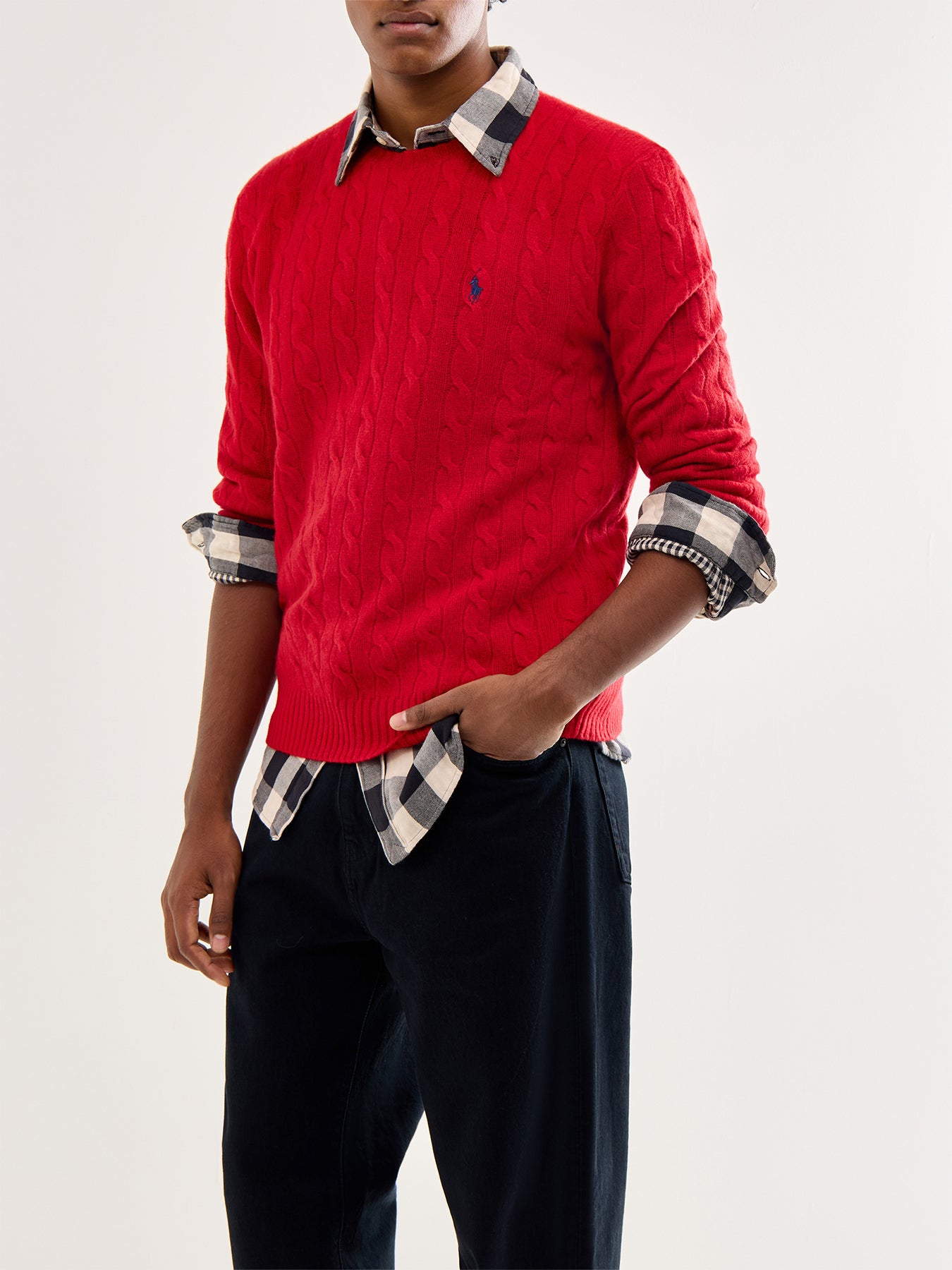 Cable Knit Wool Cashmere Knit Park Ave Red